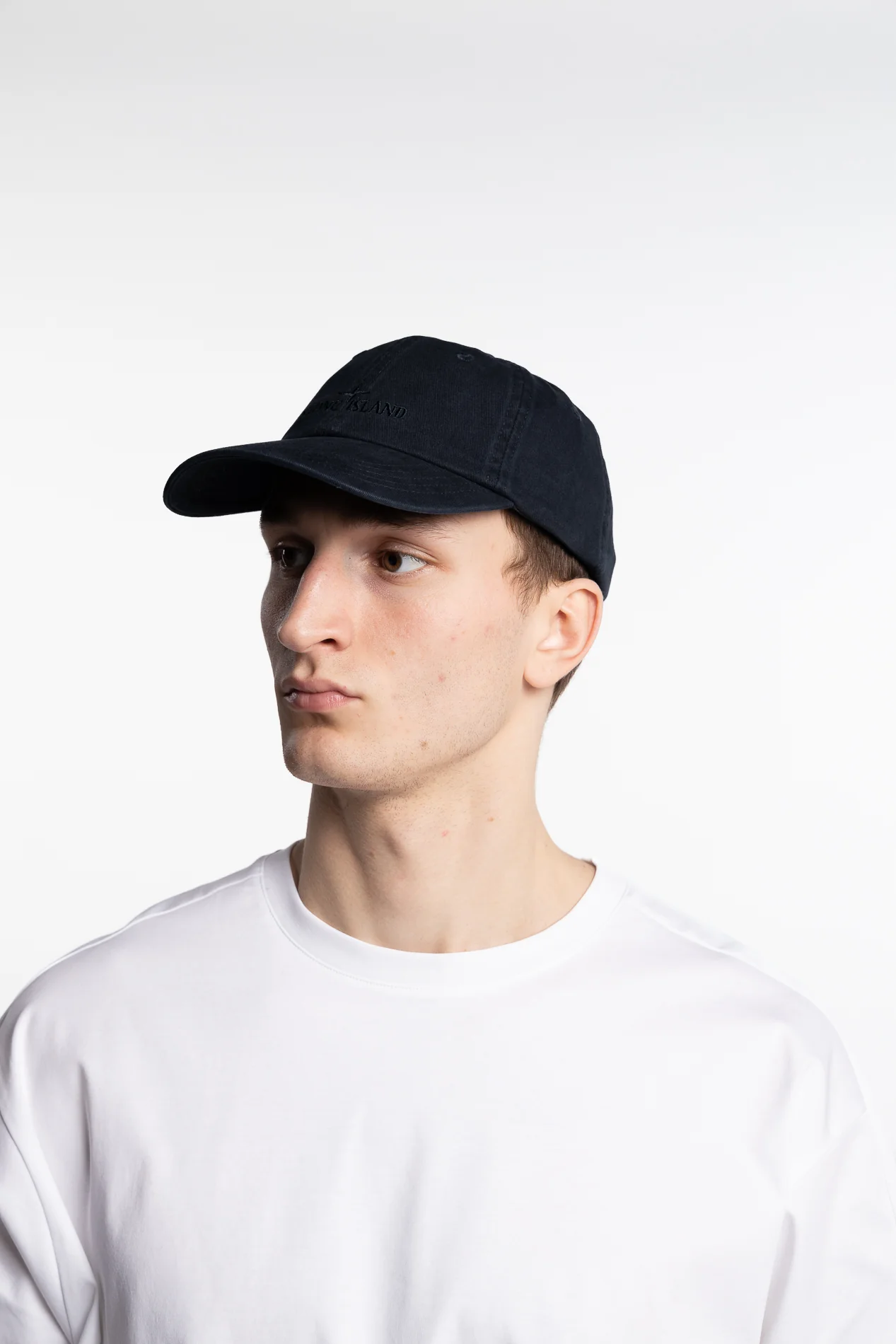 Compass Logo Baseball Cap Brushed Cotton Gabardine Navy Blue - Image 2