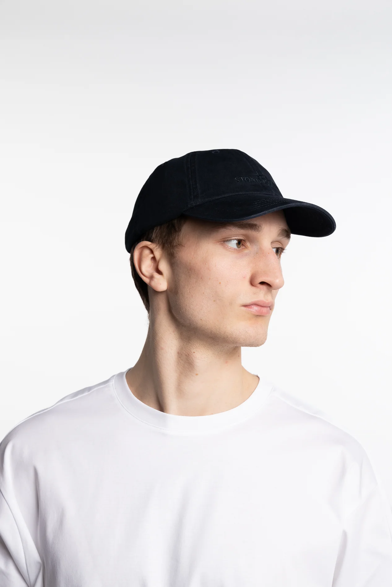Compass Logo Baseball Cap Brushed Cotton Gabardine Navy Blue - Image 3