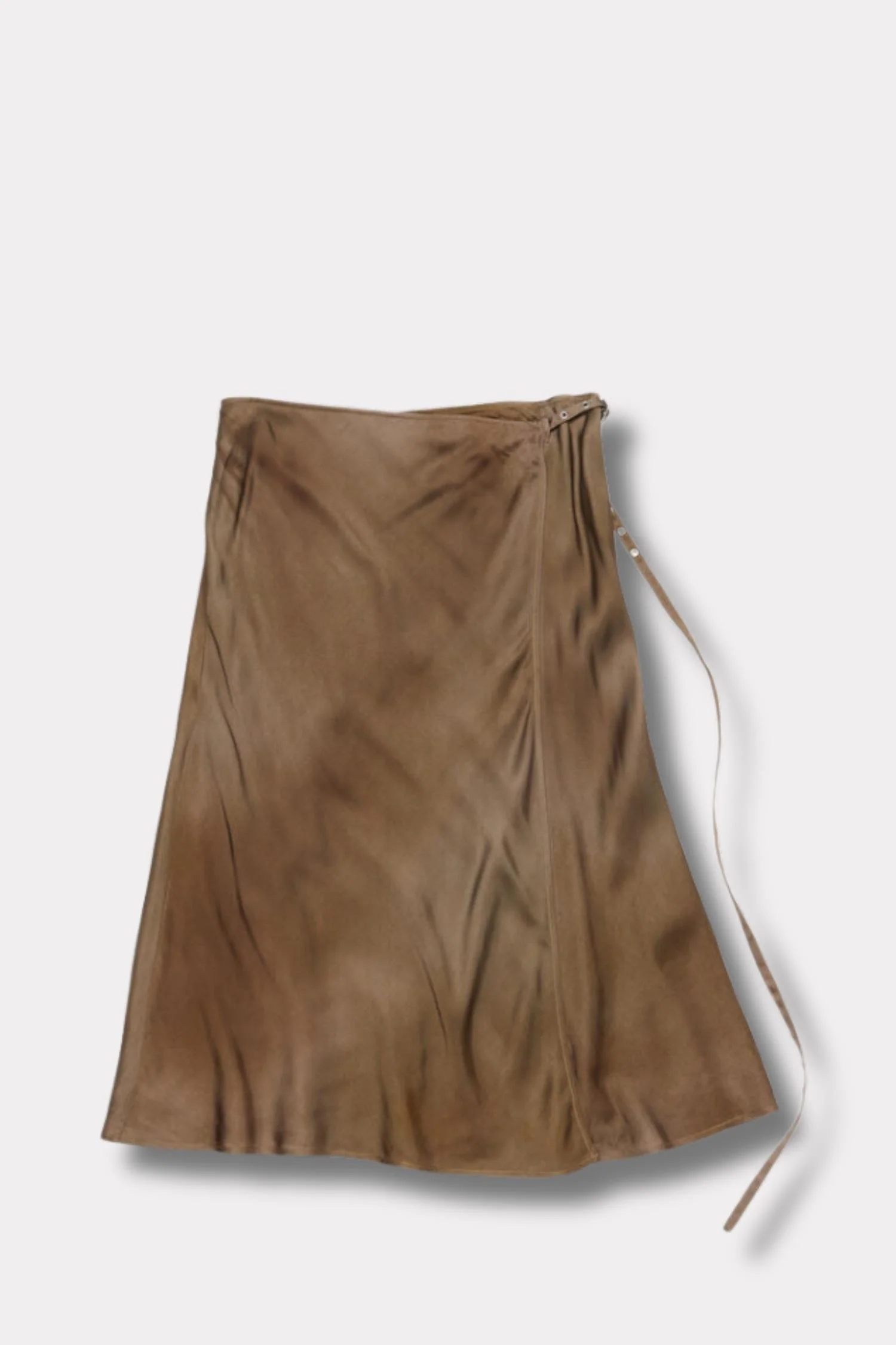 Satin Wrap Skirt- Golden Brown - Image 6