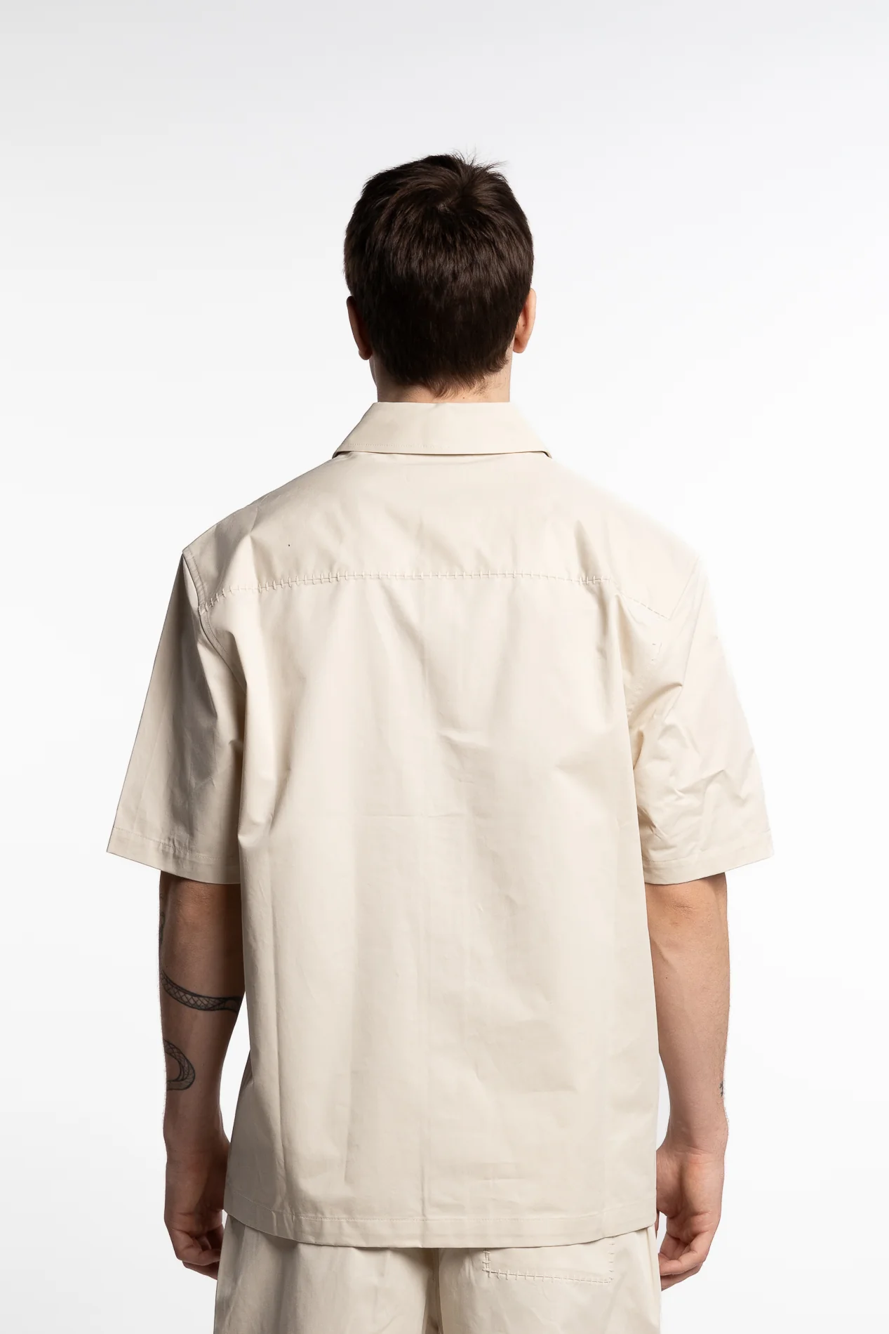 Stitch Embroidered Shirt Pale Beige - Image 5