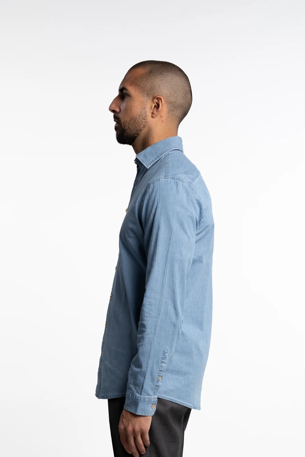 Soft Indigo Stretch Shirt Light Blue - Image 3