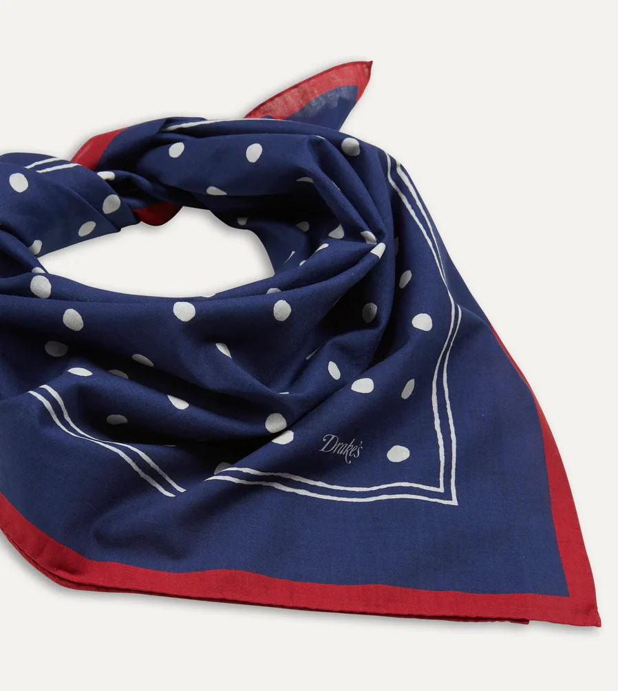 Polka Dot Print Bandana Navy - Image 5