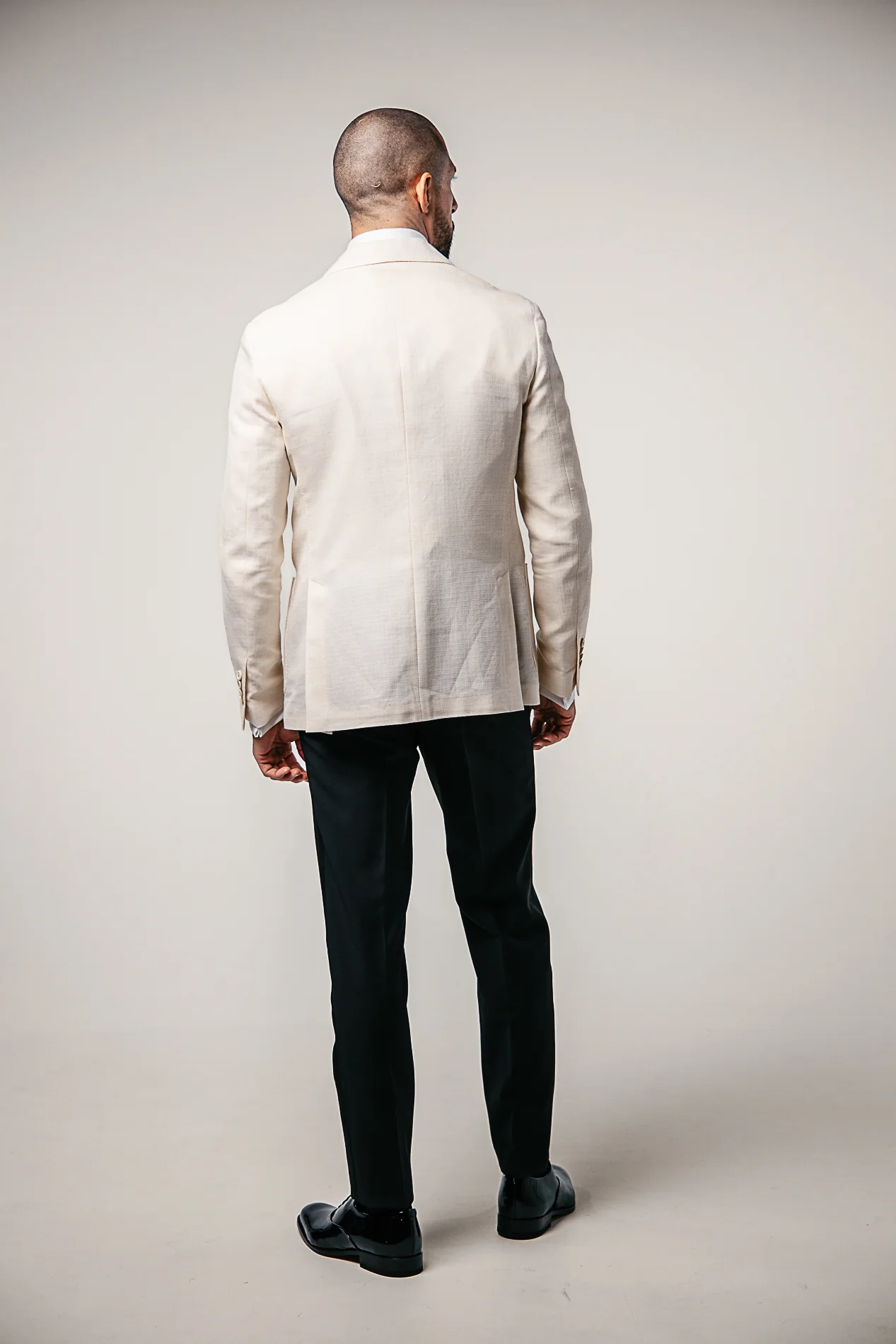 Cotton/Linen Regular Fit Jacket Off White - Image 4