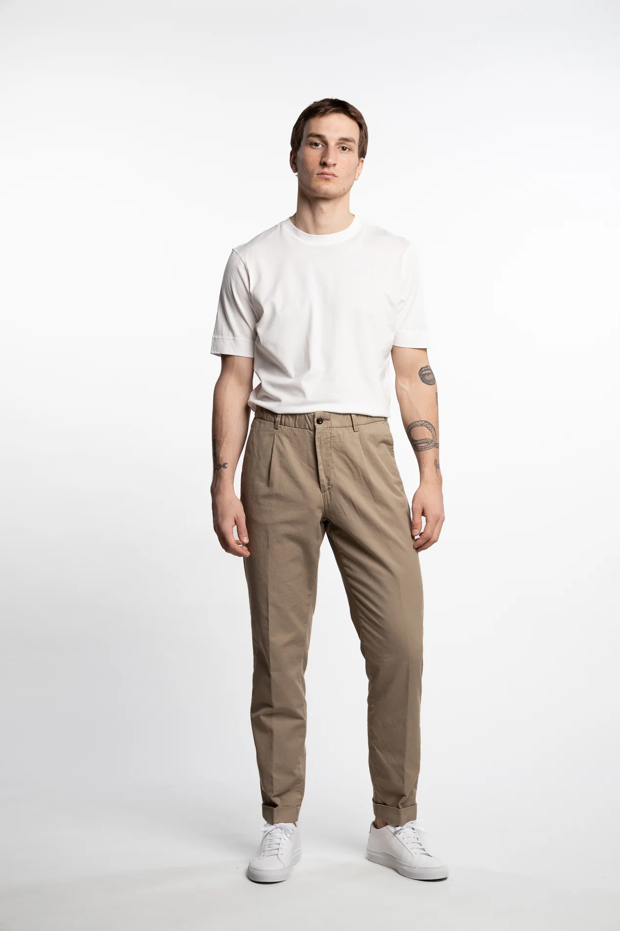 Capri Pleated Cotton/Linen Pant Light Brown - Image 6