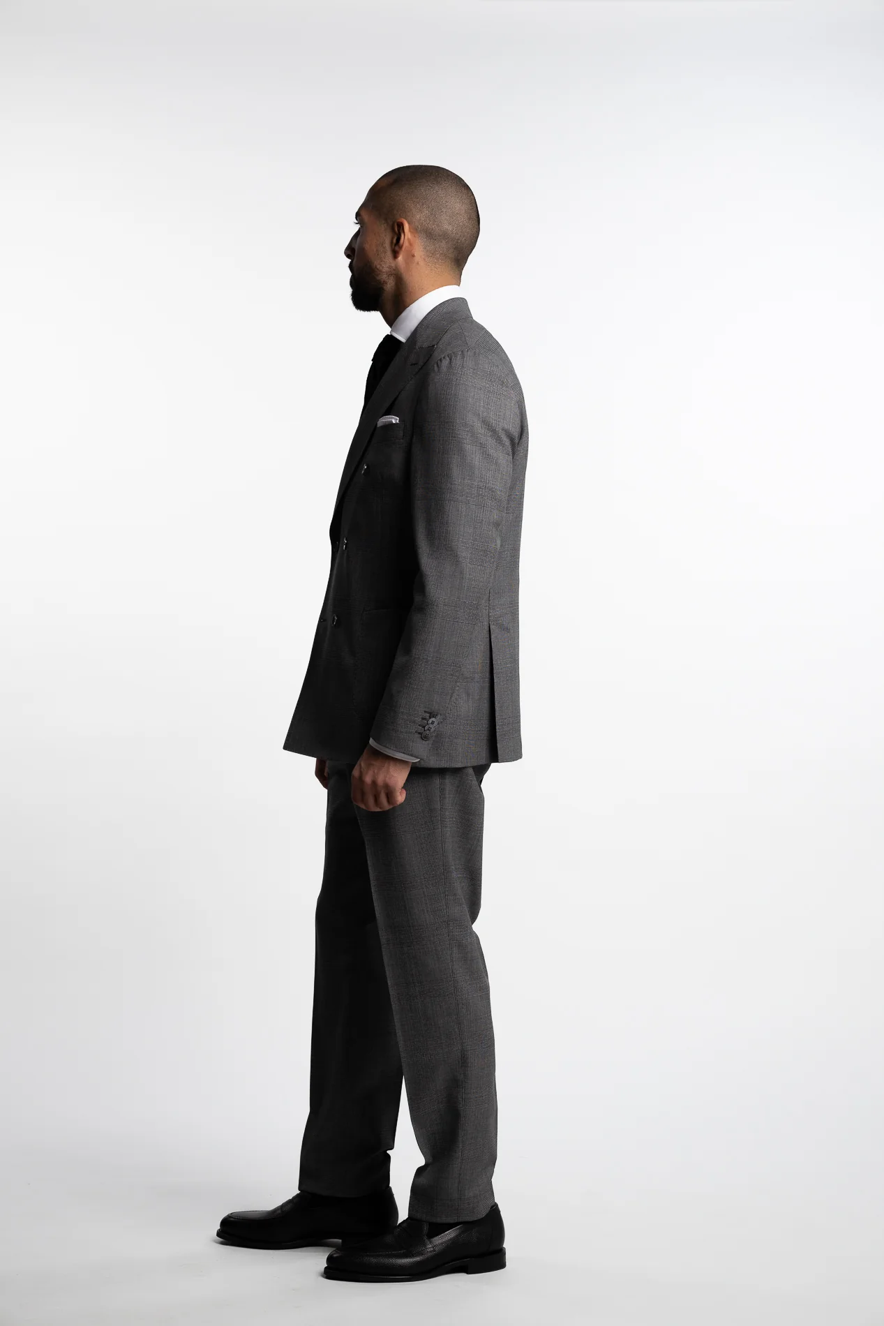Vicenza Double Breasted Wool Suit Grey Check - Image 2