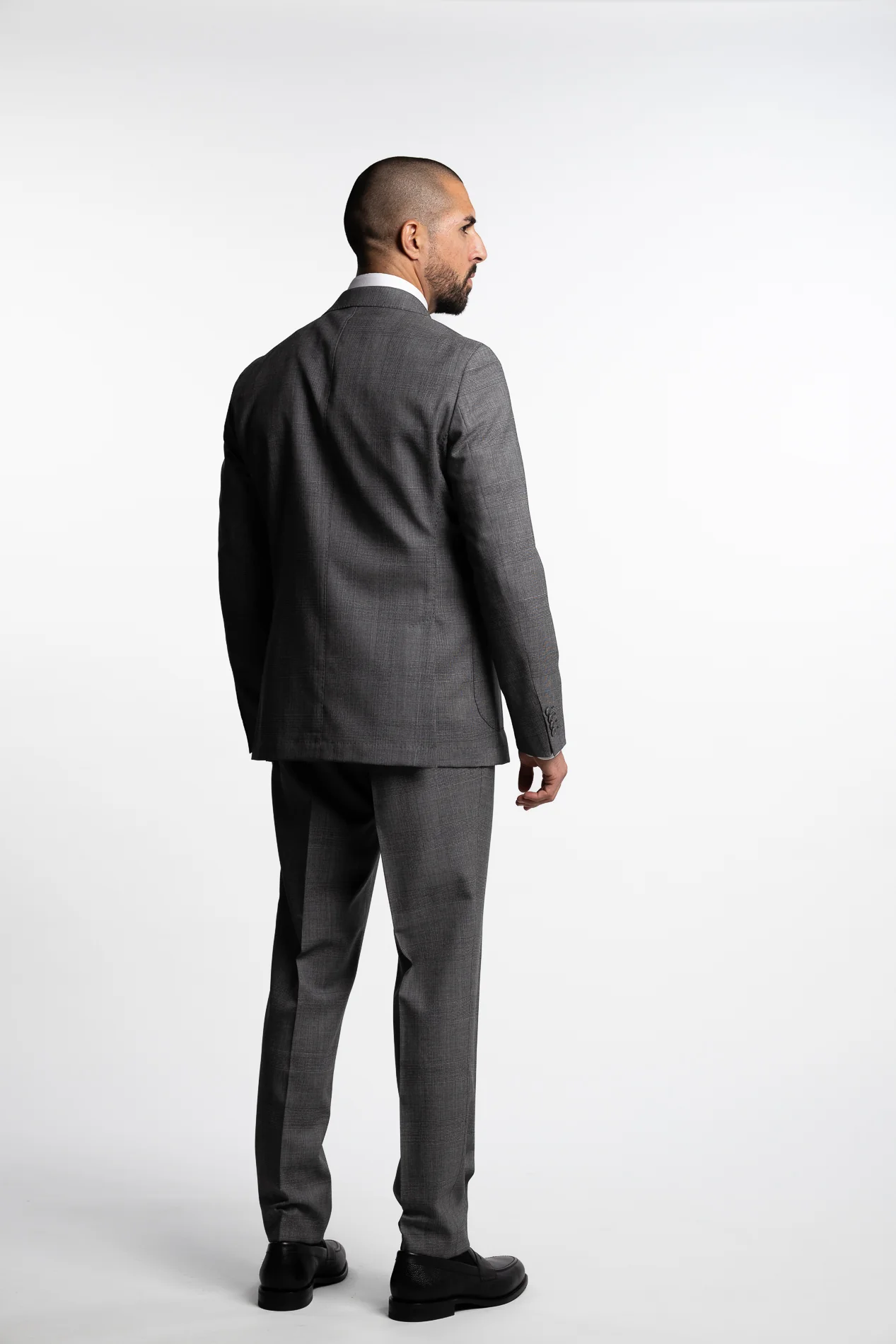 Vicenza Double Breasted Wool Suit Grey Check - Image 3