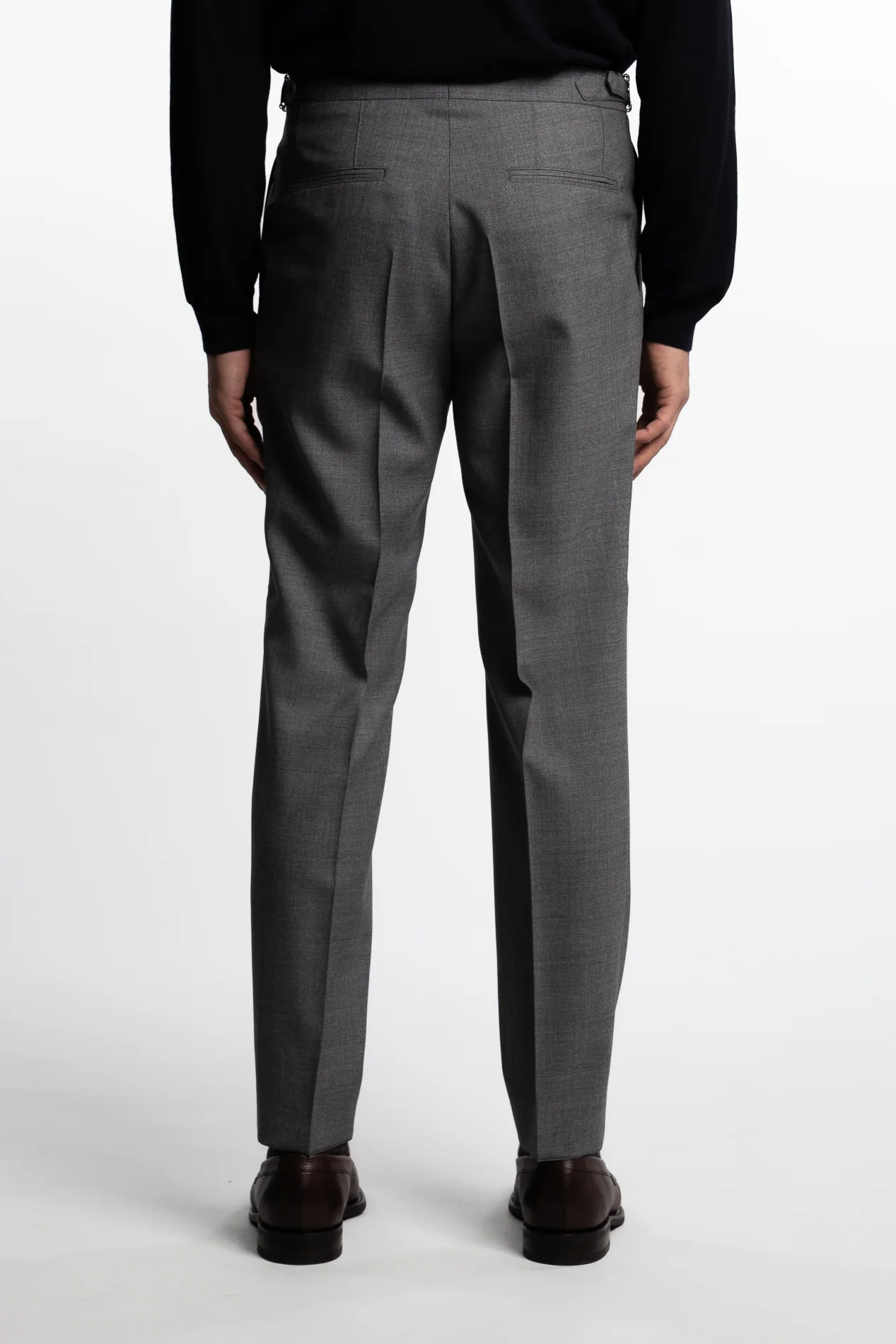 Prato Pleated Wool Trouser Grey Melange - Image 4
