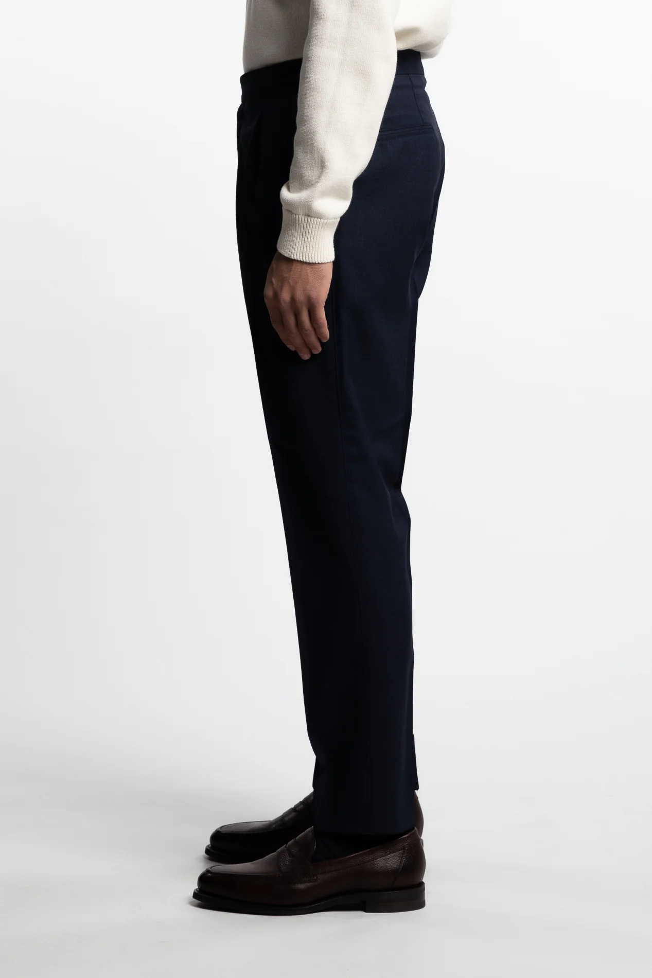 Prato Pleated Wool Trouser Navy - Image 3