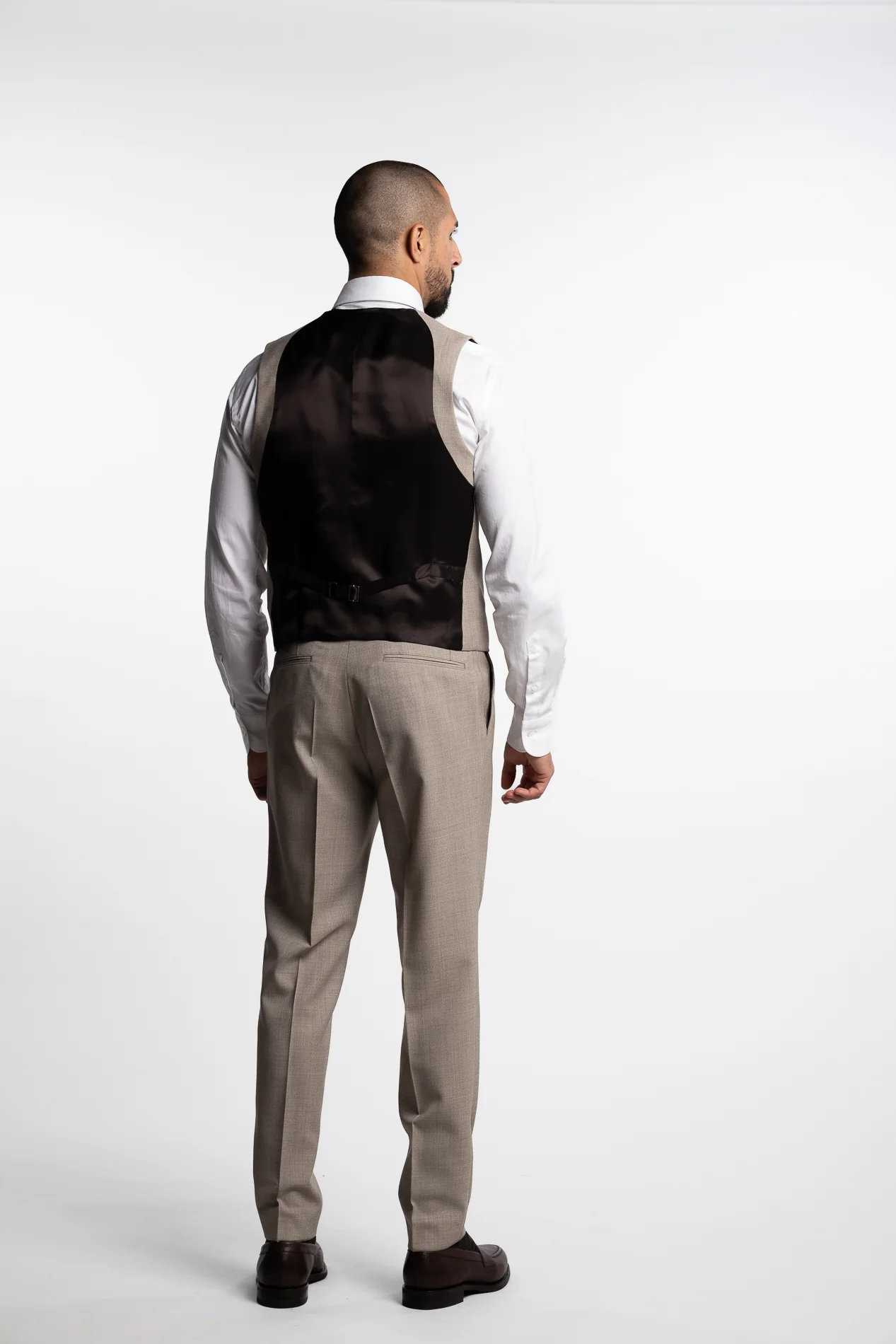 Veneto Slim Fit Wool Vest Brown Desert - Image 3