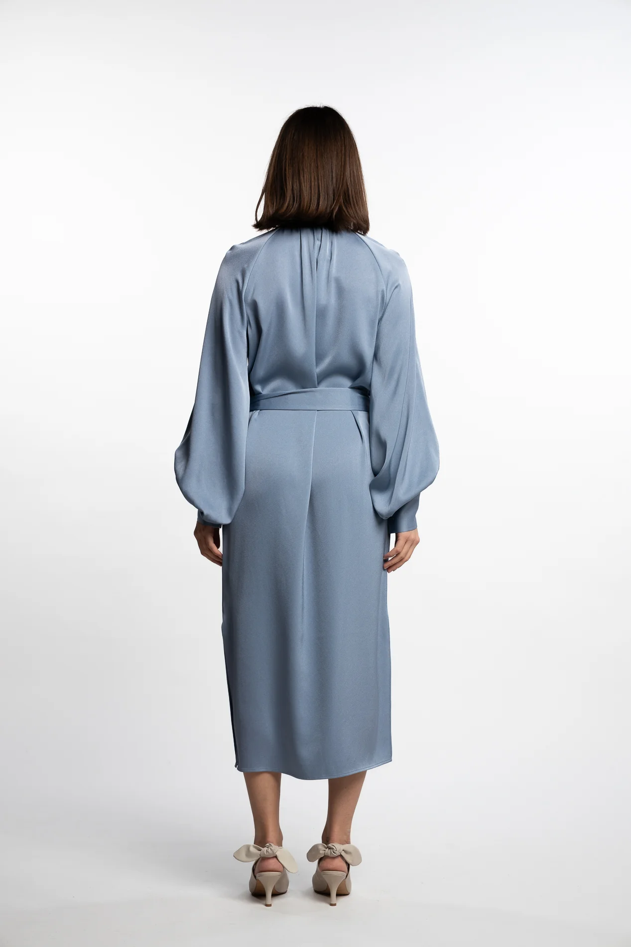 Belted Longsleeve Dress- Air Blue - Image 5