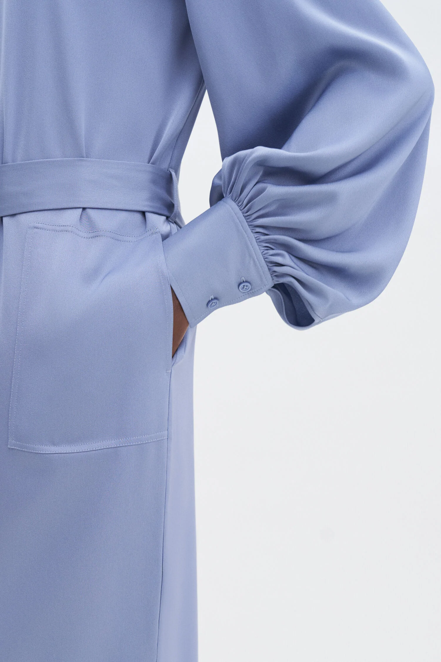 Belted Longsleeve Dress- Air Blue - Image 8