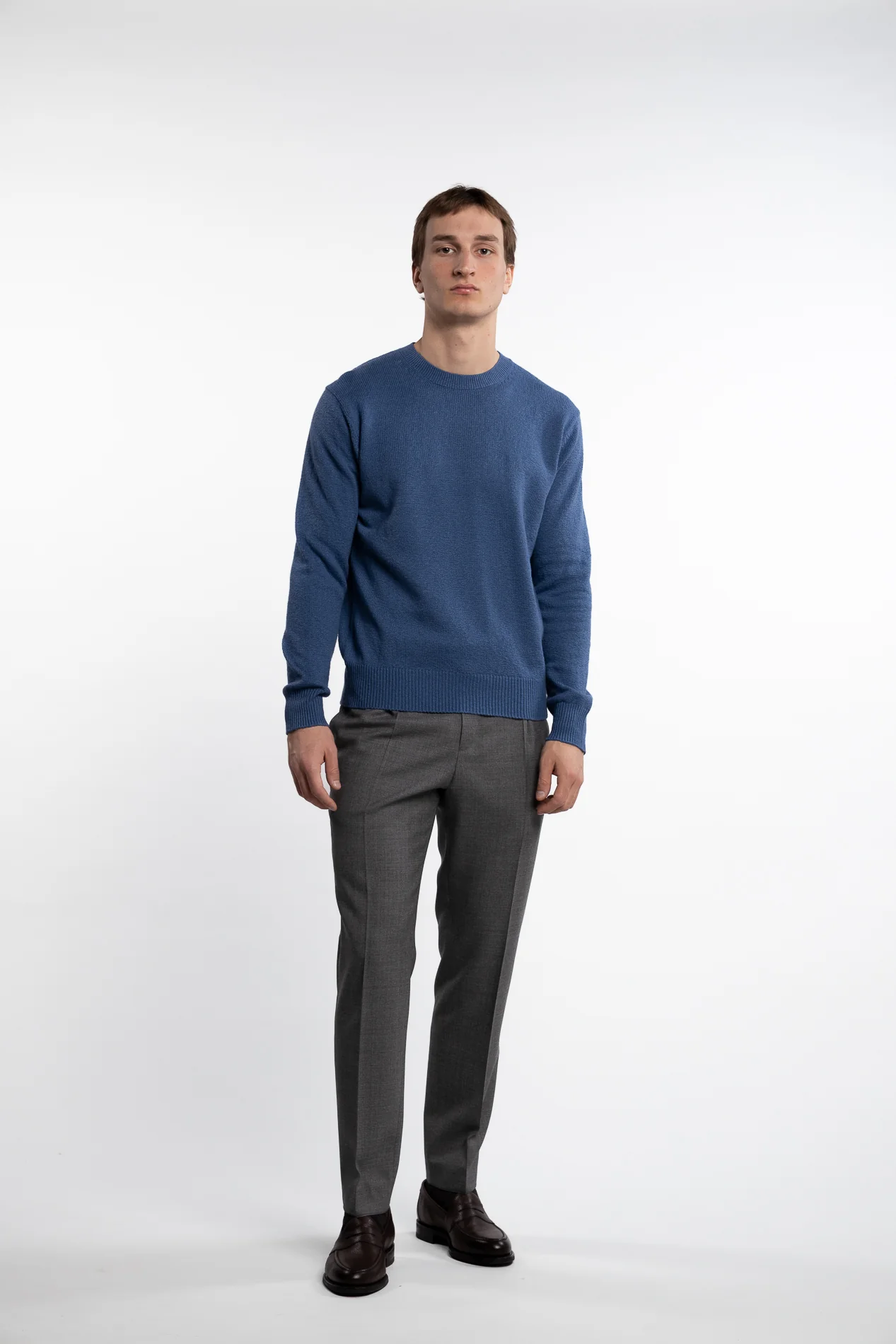 Knitted Cotton Round Neck Cobalto - Image 5
