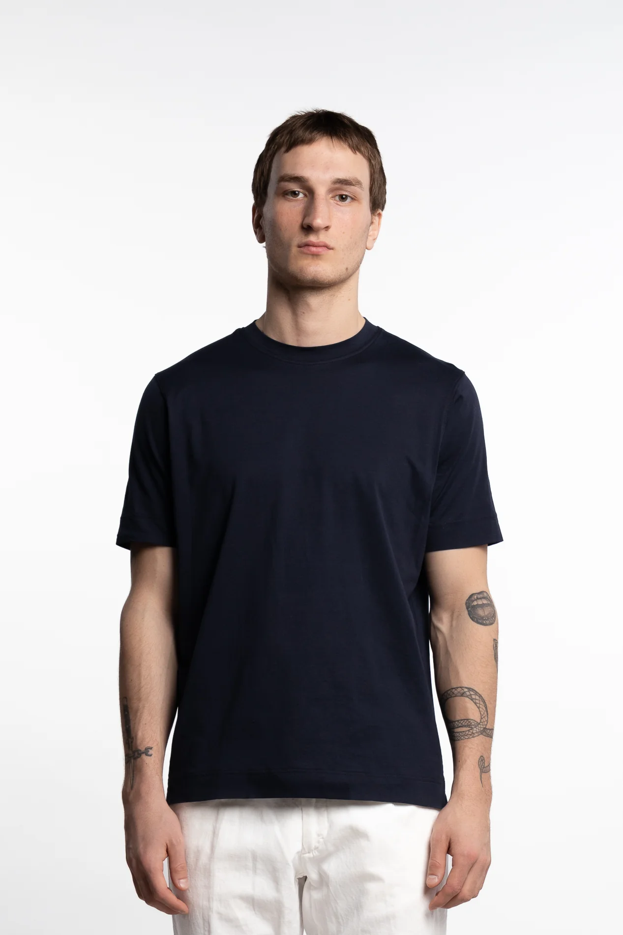 Filo Di Scozia Cotton T-Shirt Navy - Image 2
