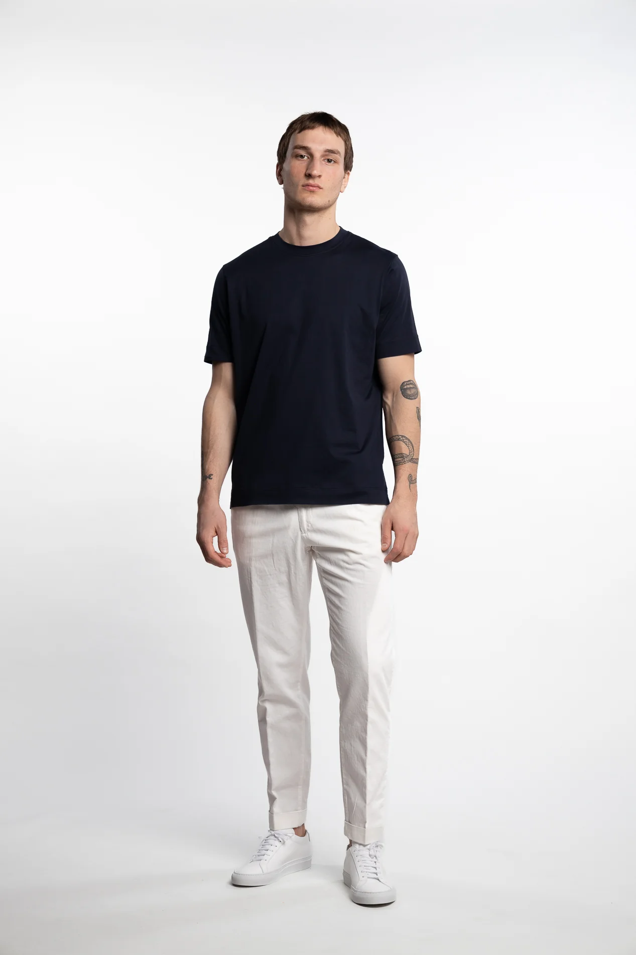 Filo Di Scozia Cotton T-Shirt Navy - Image 5