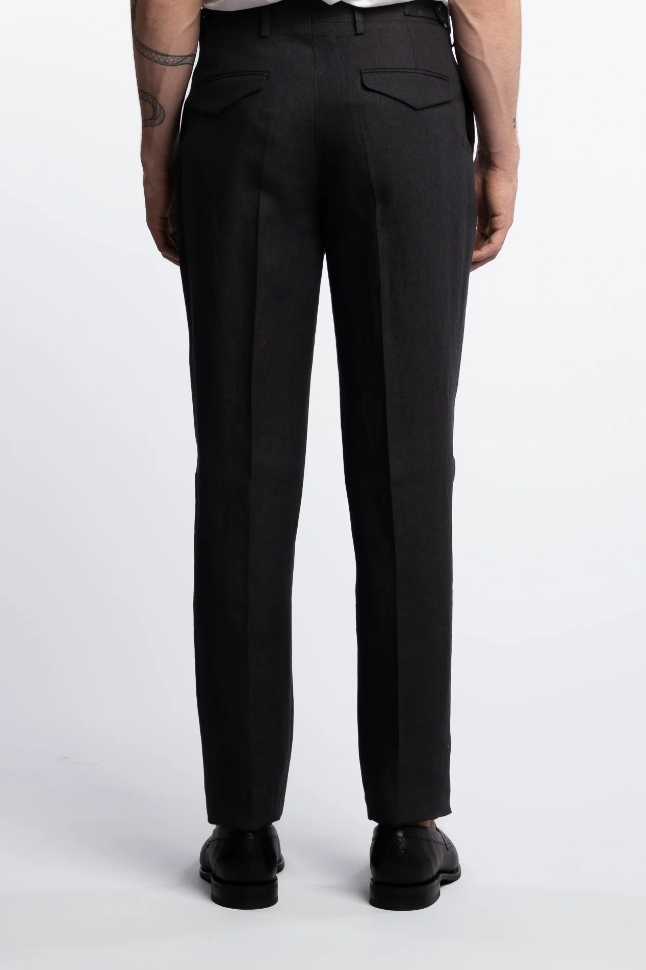 Irish Regular Fit Linen Trousers Black - Image 4
