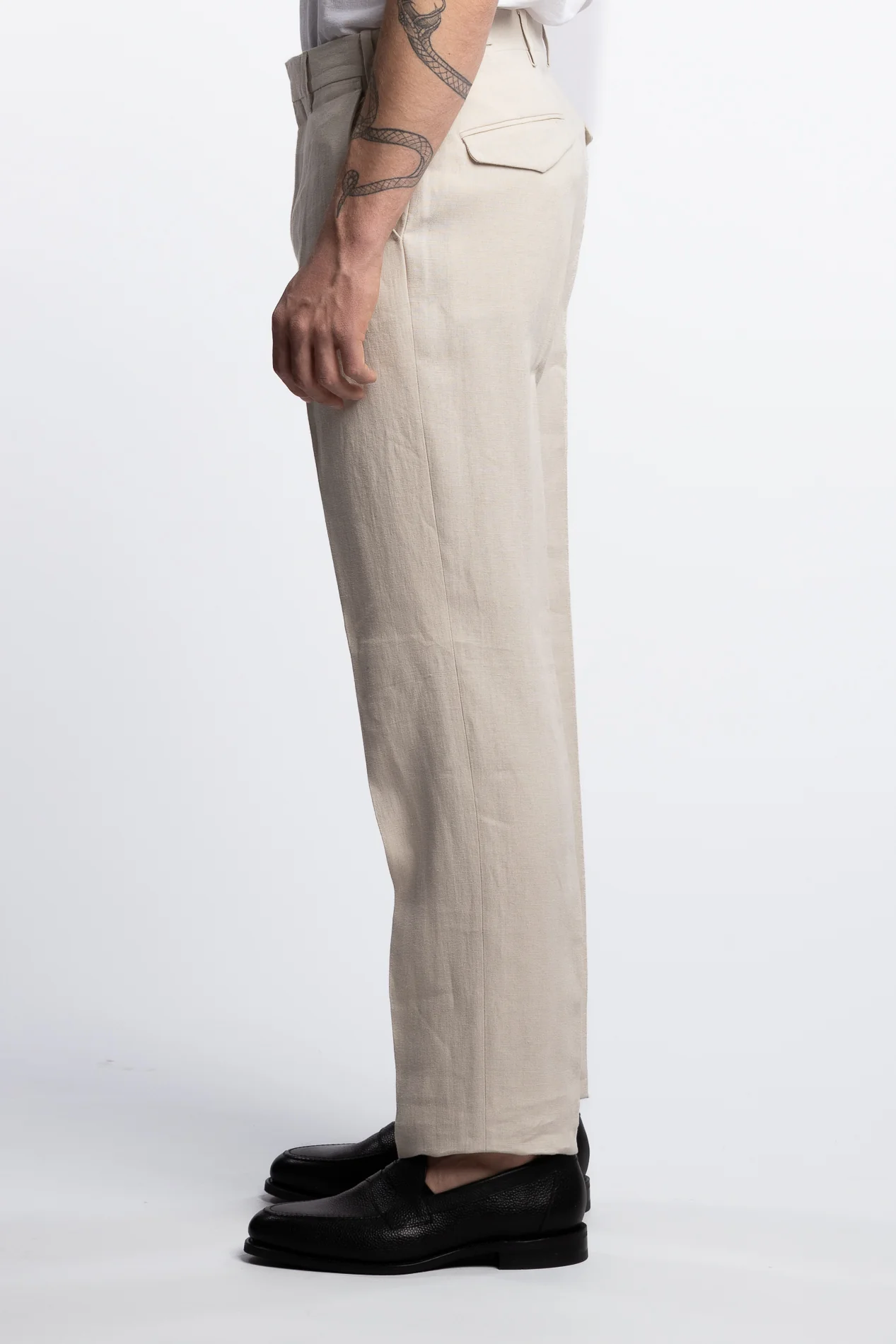 Irish Regular Fit Linen Trousers Beige - Image 2