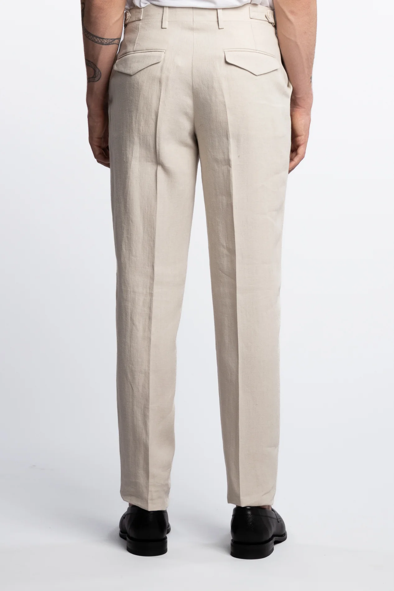 Irish Regular Fit Linen Trousers Beige - Image 3