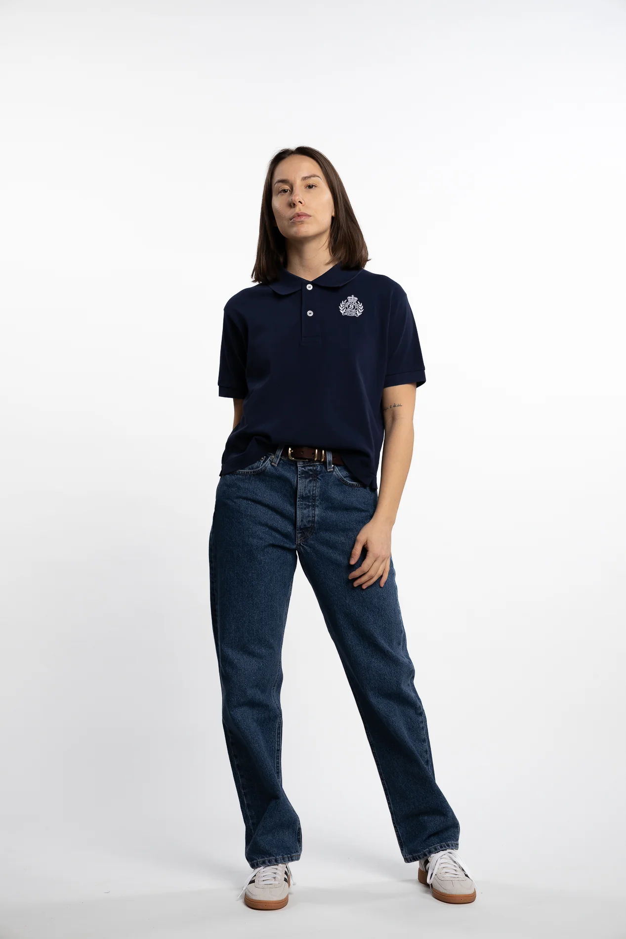 H&W Crest Pique Polo- Dark Navy - Image 6