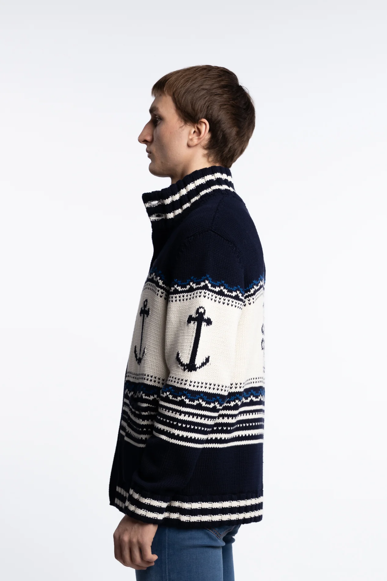 Knitted Resort Cotton Cardigan Navy - Image 3