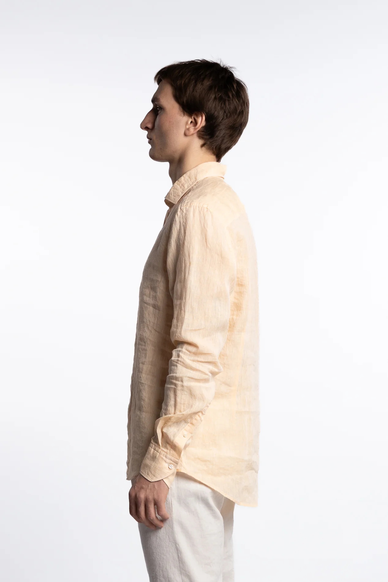 Slimline Linen Shirt Light Orange - Image 4