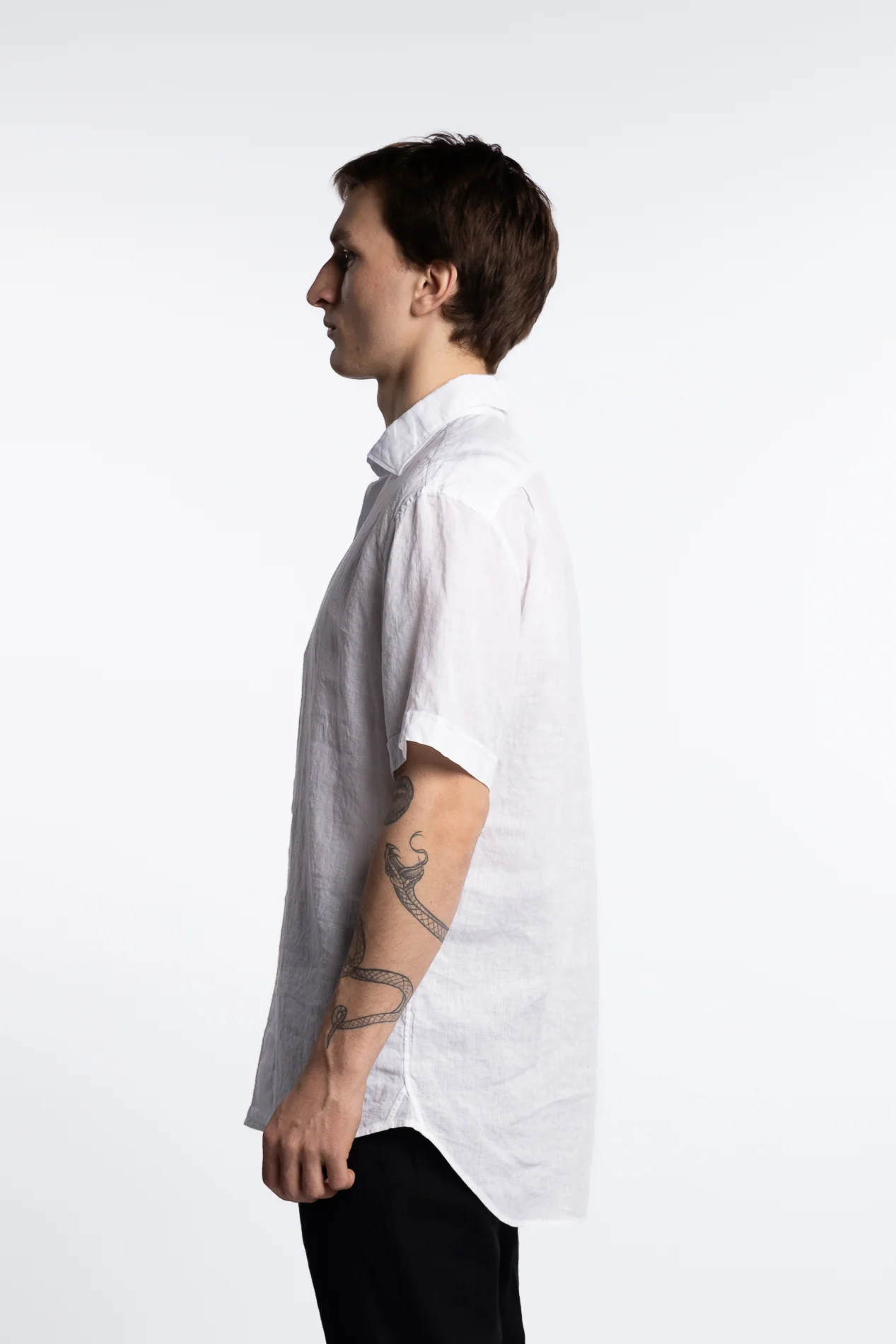 Fitted Body Linen Shortsleeve Shirt White - Image 4