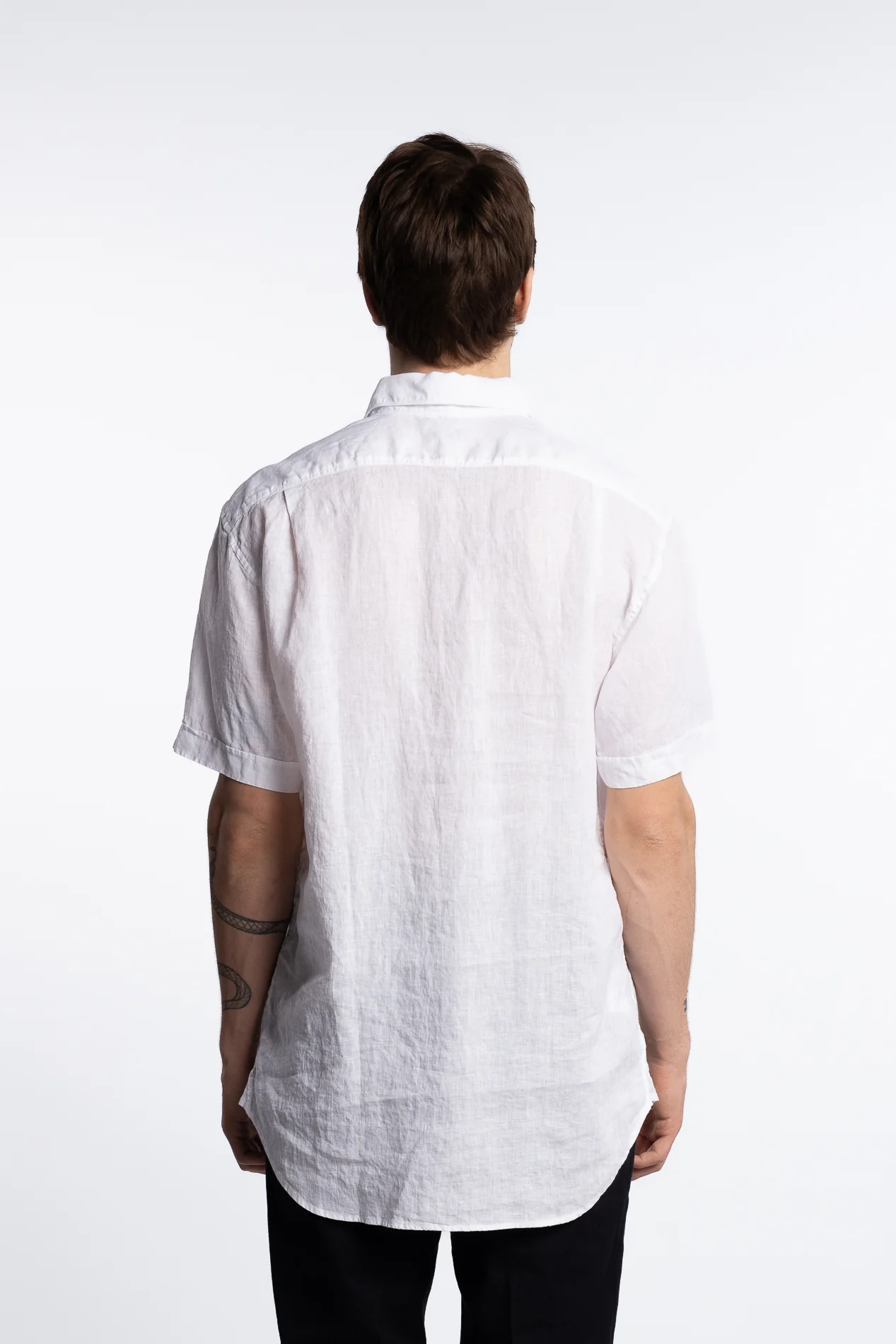 Fitted Body Linen Shortsleeve Shirt White - Image 5
