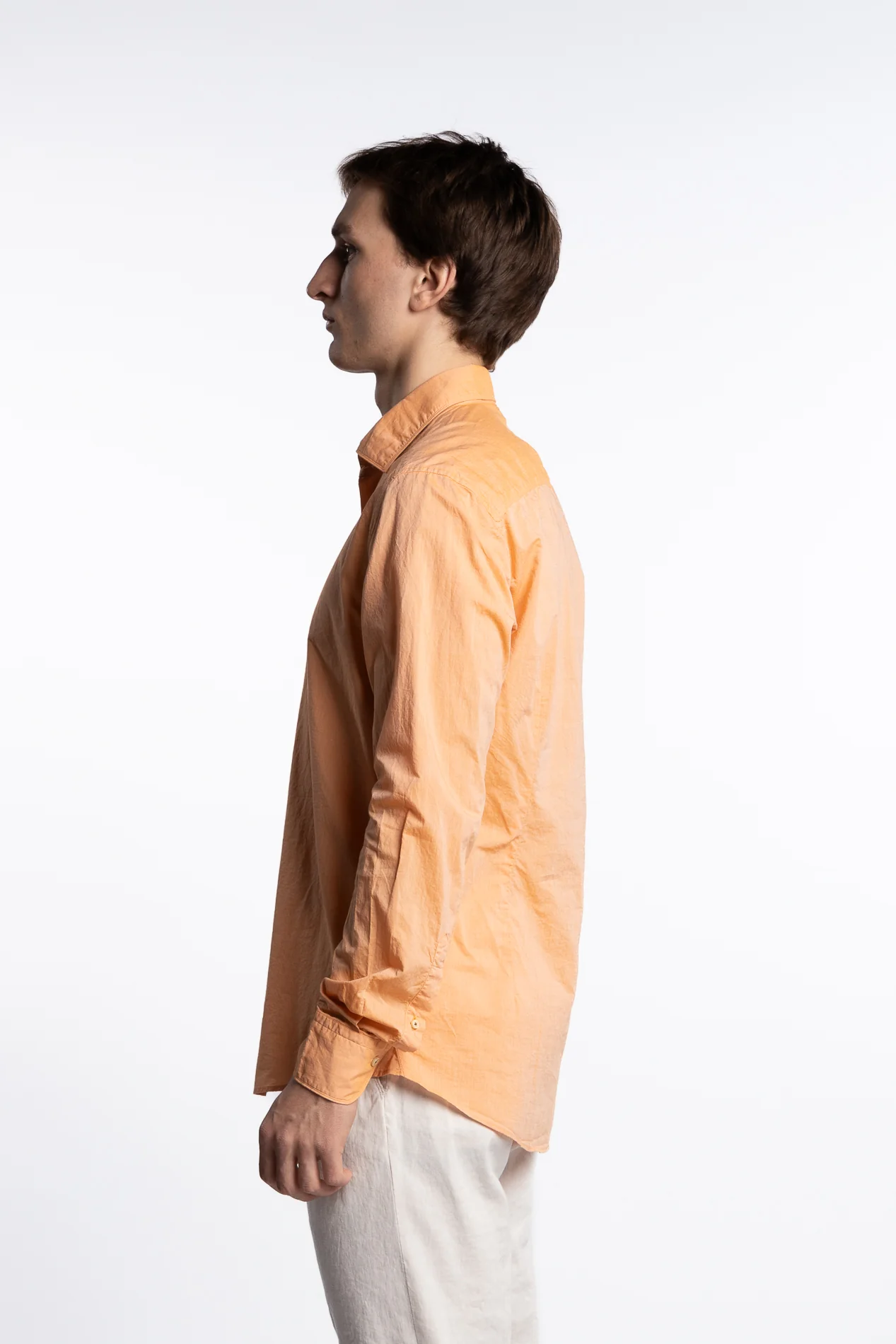 Slimline Cotton Shirt Light Orange - Image 4