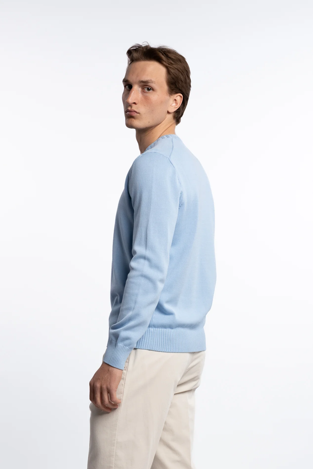 Cotton Long Sleeve Crewneck Light Blue - Image 5