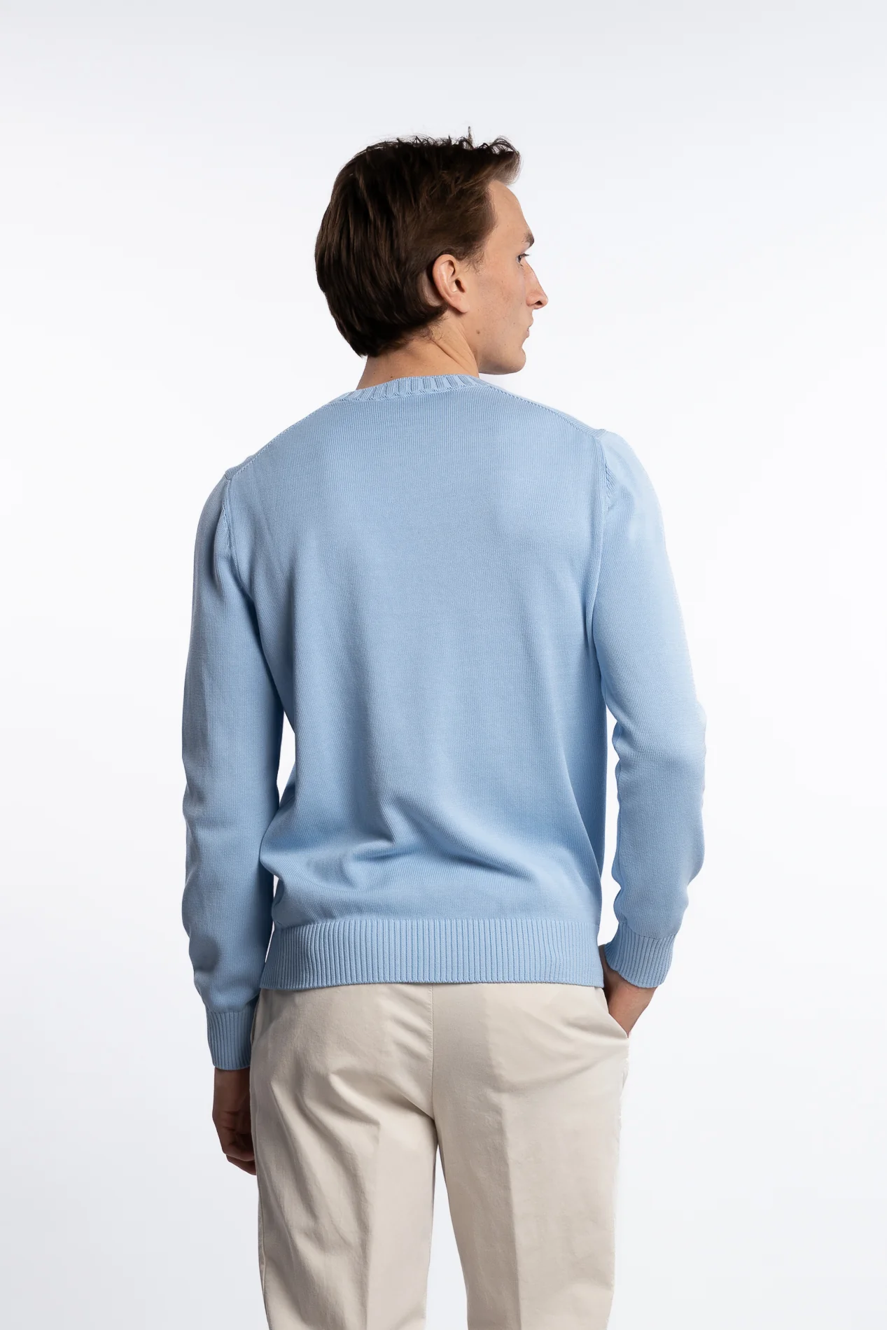 Cotton Long Sleeve Crewneck Light Blue - Image 6