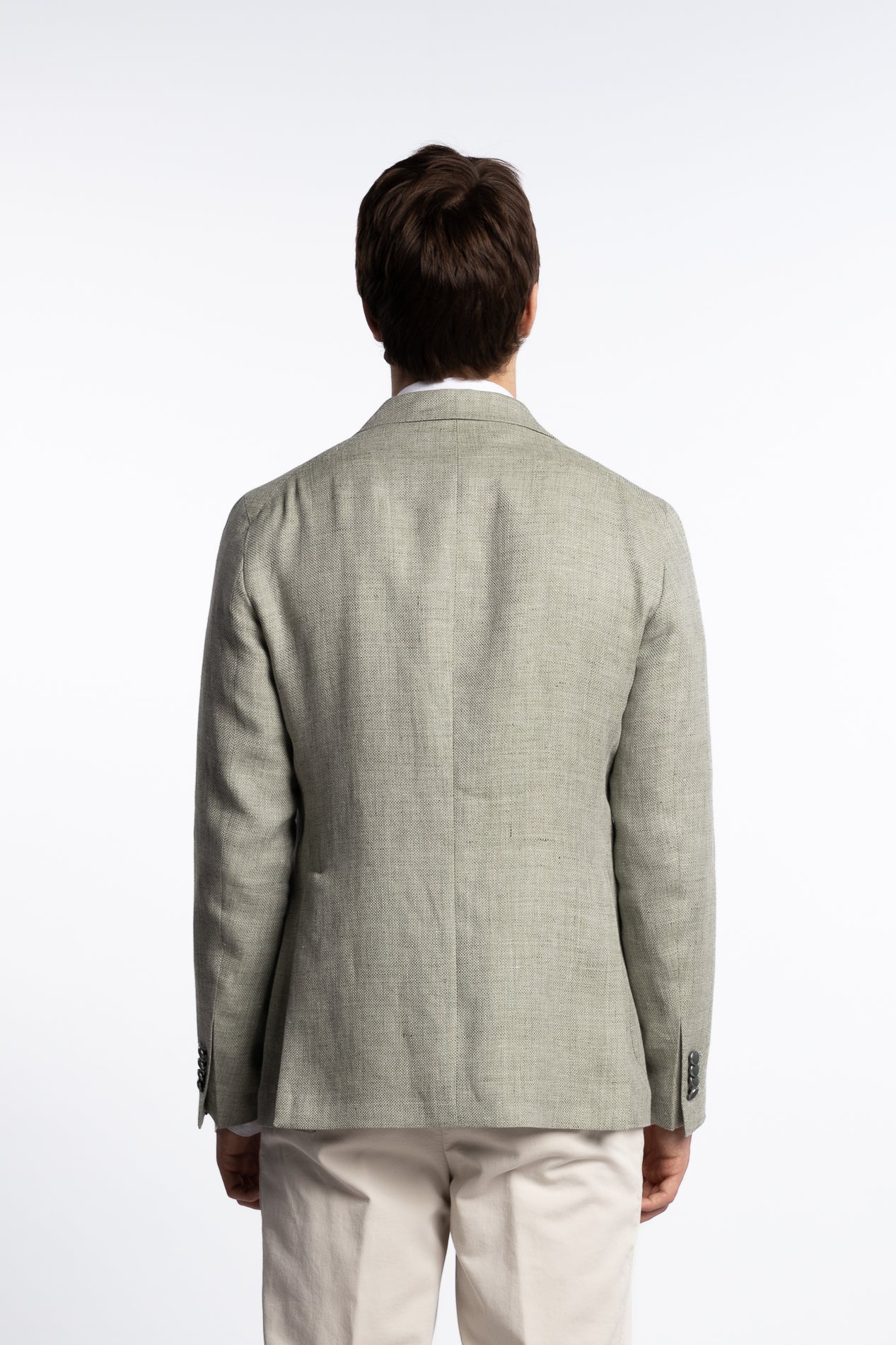 Linen/Wool Slim Fit Blazer Light Green - Image 5