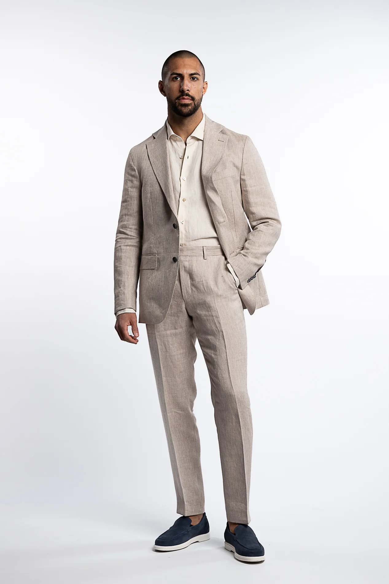 Ferry Regular Fit Soft Linen Blazer Trench Beige - Image 5