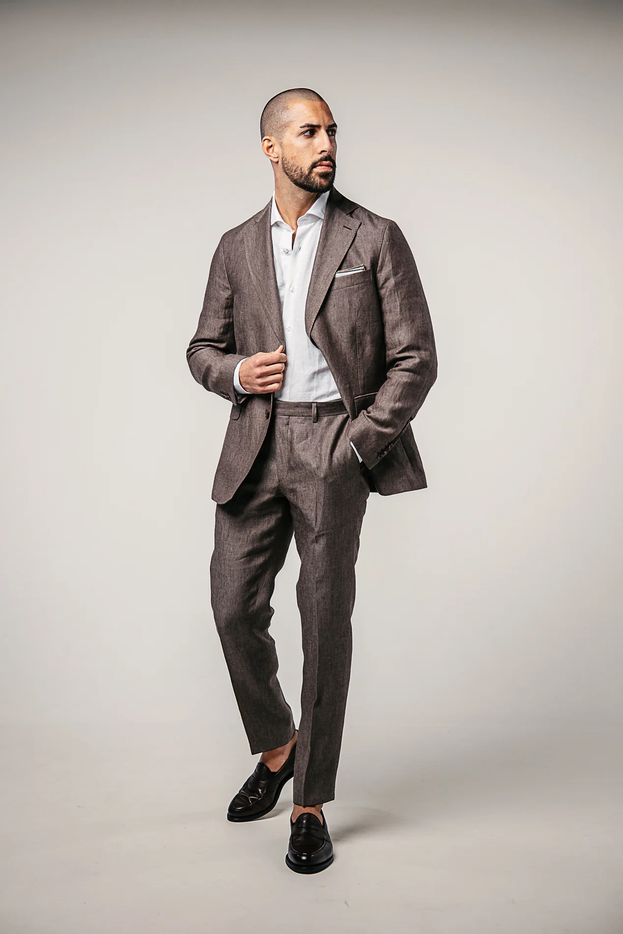 Ferry Regular Fit Soft Linen Blazer Dusk Brown - Image 4