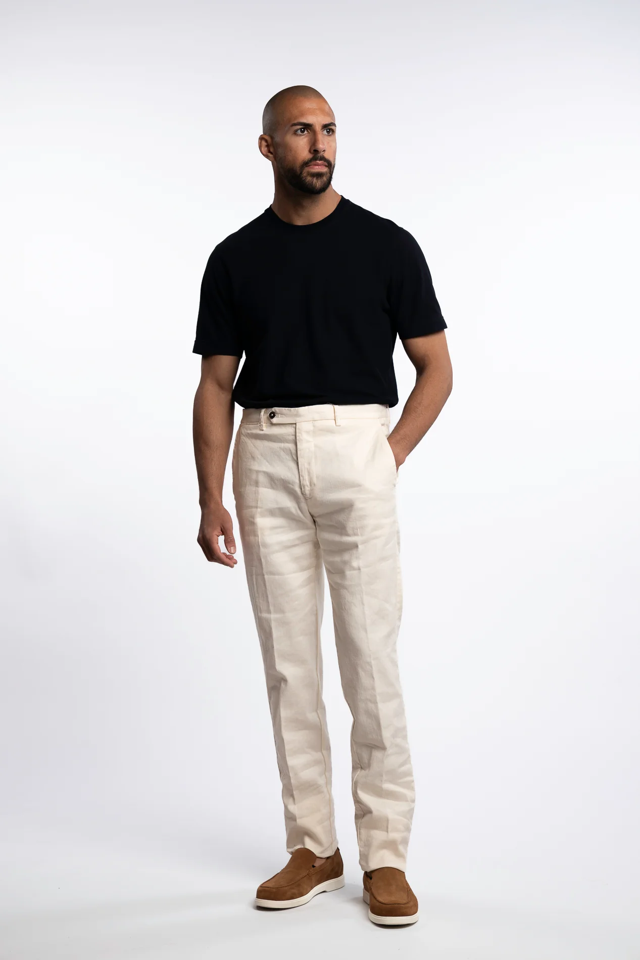 Vulcano Cotton/Linen Chinos Ecru - Image 4