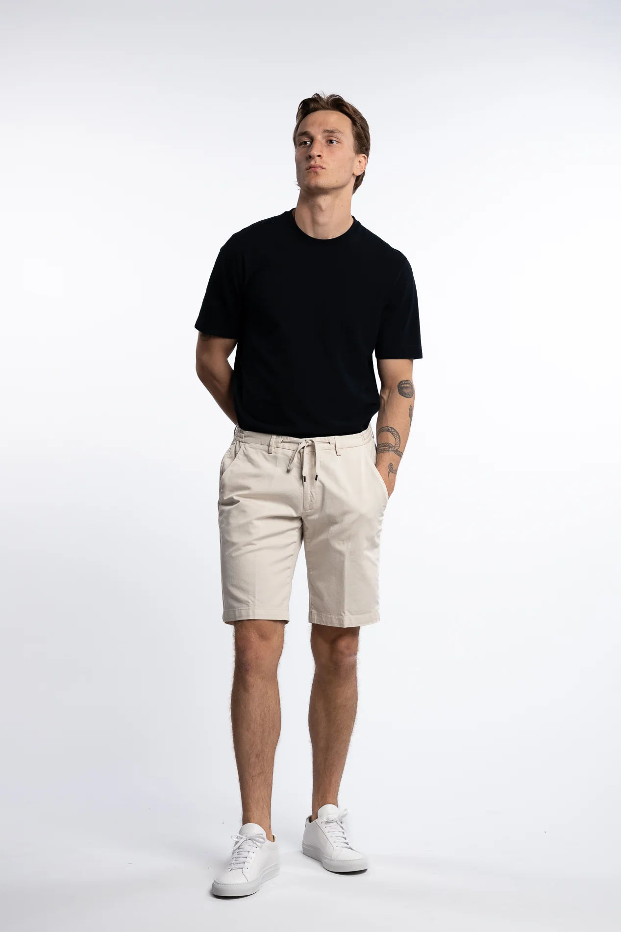 Cotton/Elastan Shorts Beige - Image 5