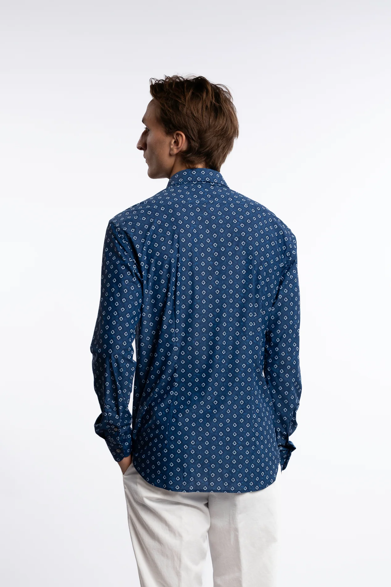Active Stretch Shirt Checkered Blue - Image 3