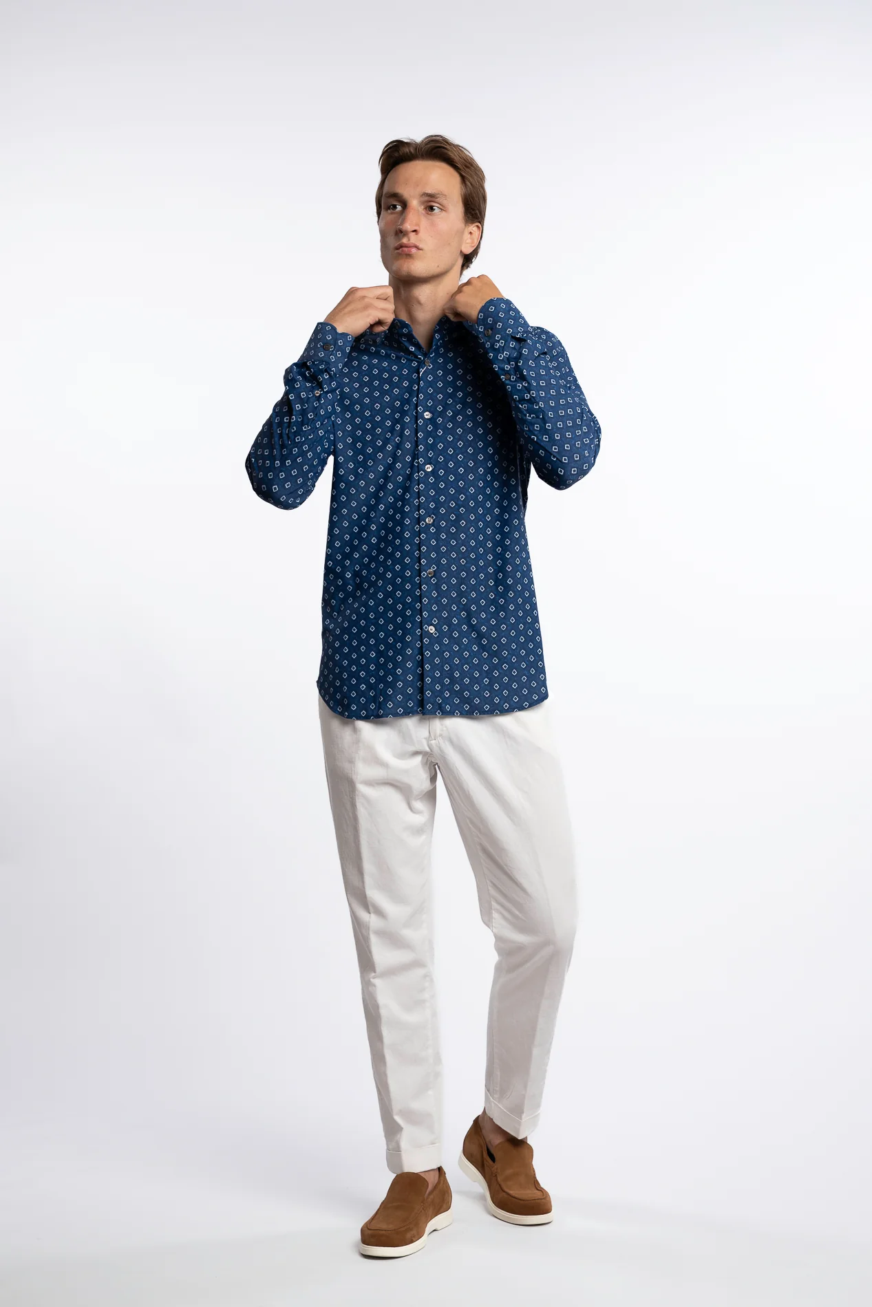 Active Stretch Shirt Checkered Blue - Image 5
