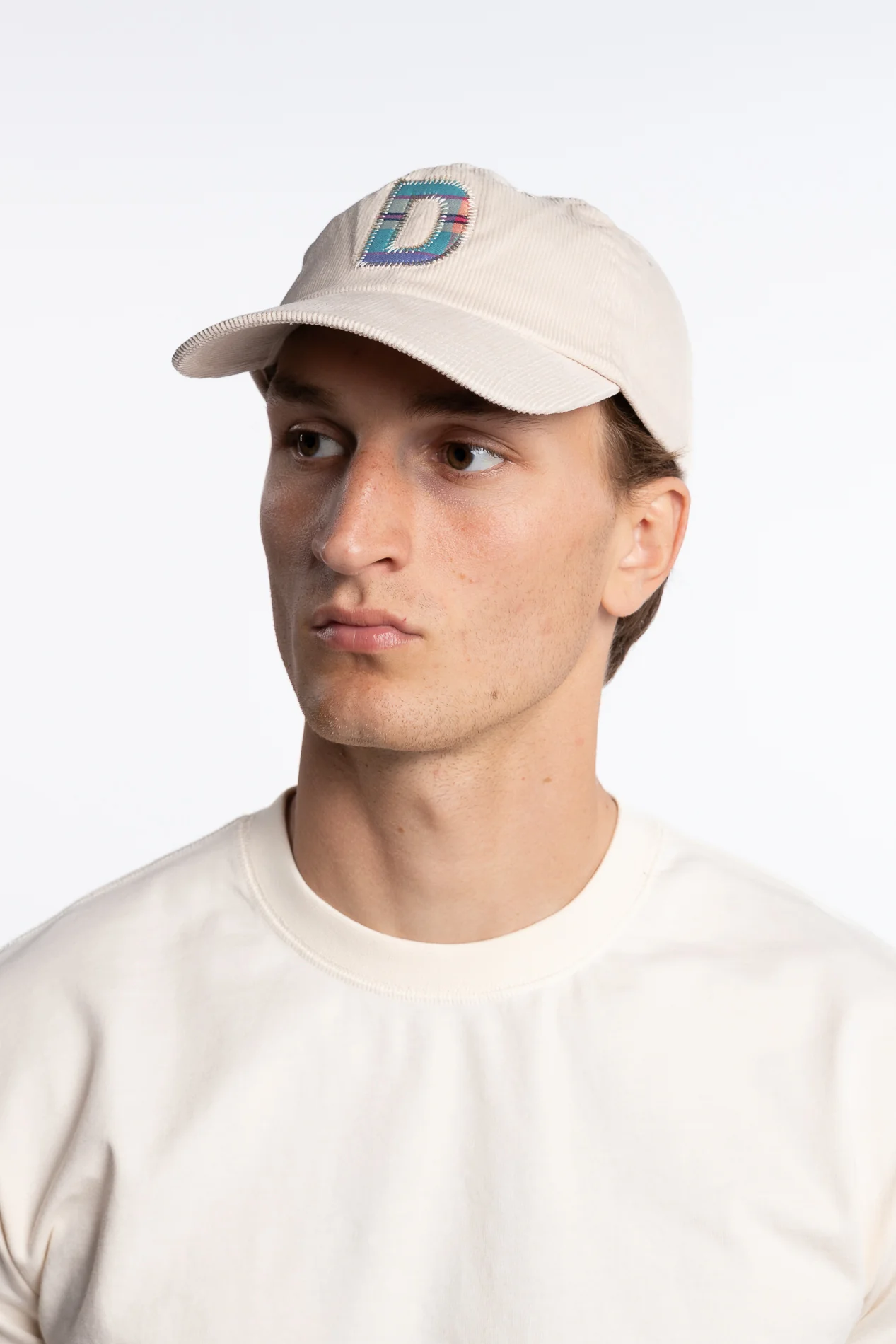 D Applique Cord Baseball Cap Ecru - Image 2