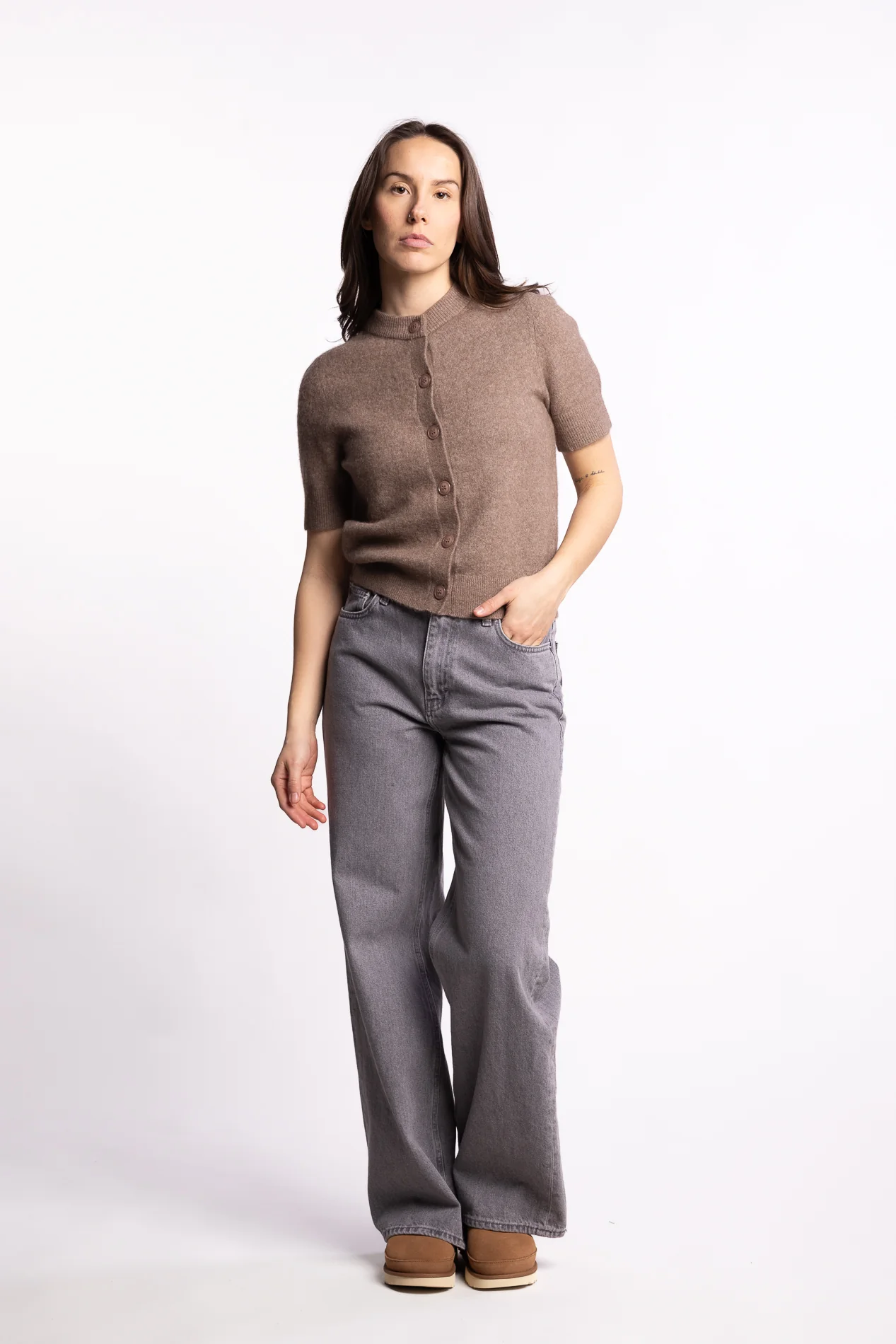 W Wide Jeans - Lt. Grey - Image 4