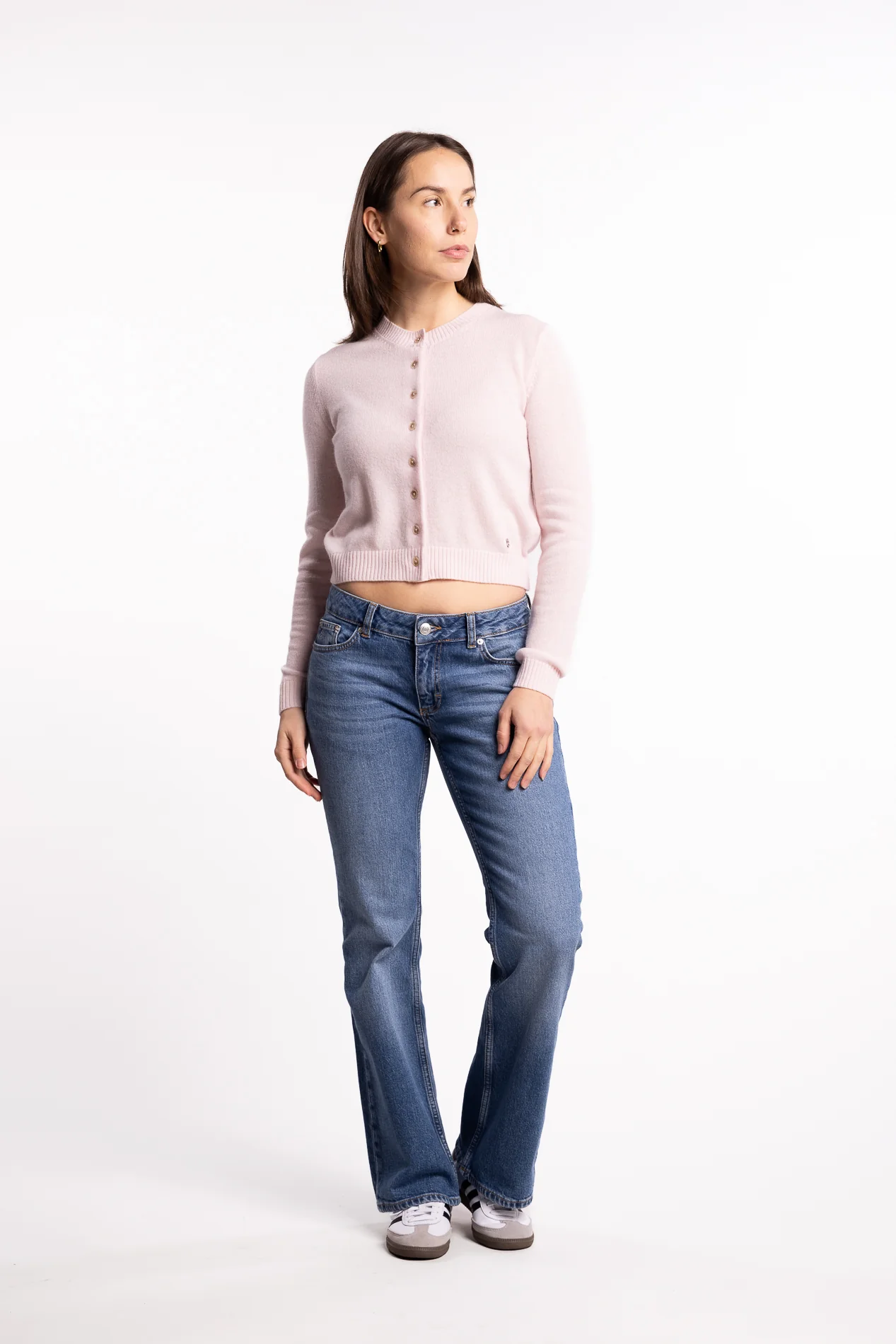 Slim Cashmere Cardigan- Lt. Pink - Image 3