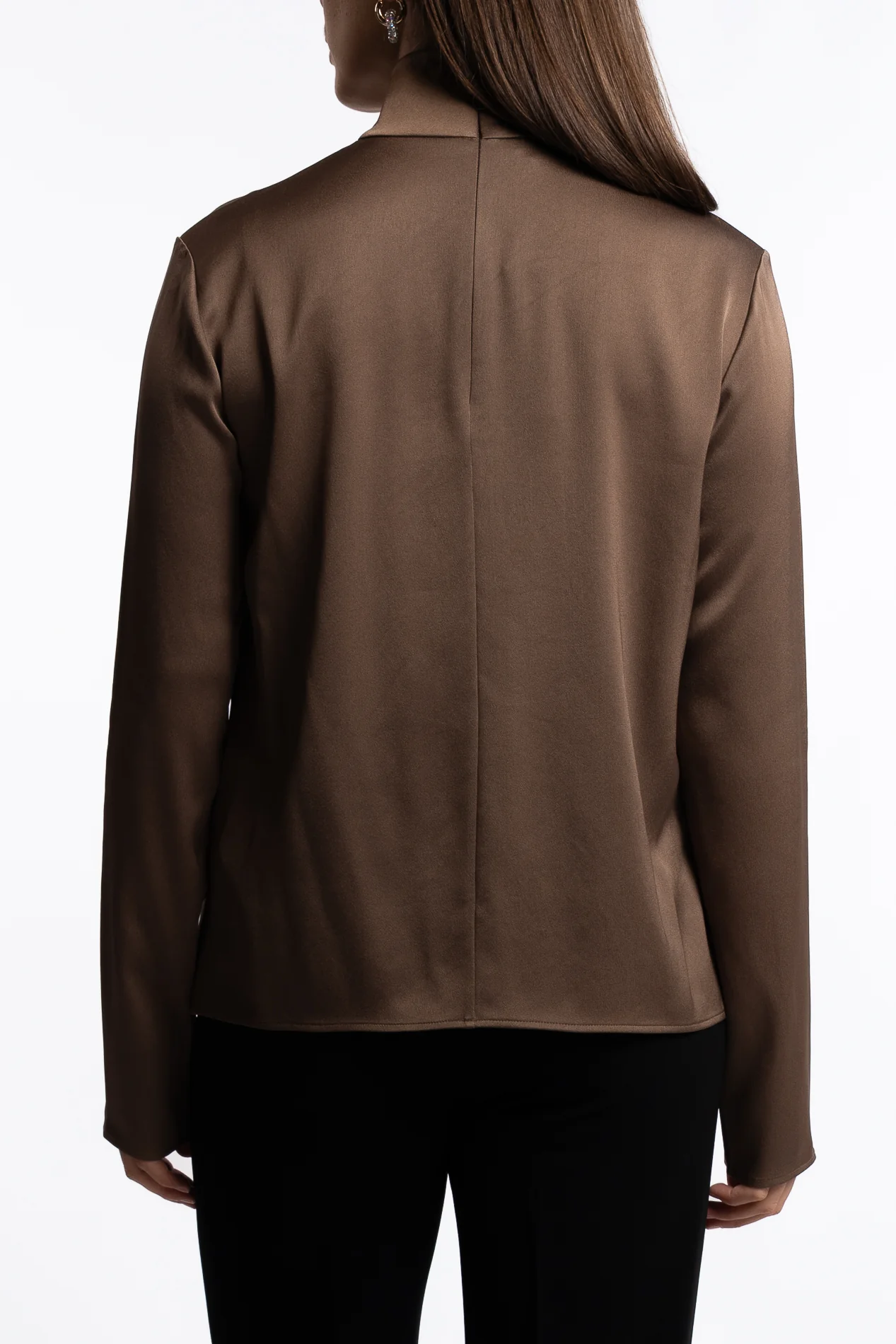 Turtleneck Satin Blouse- Oak Brown - Image 6