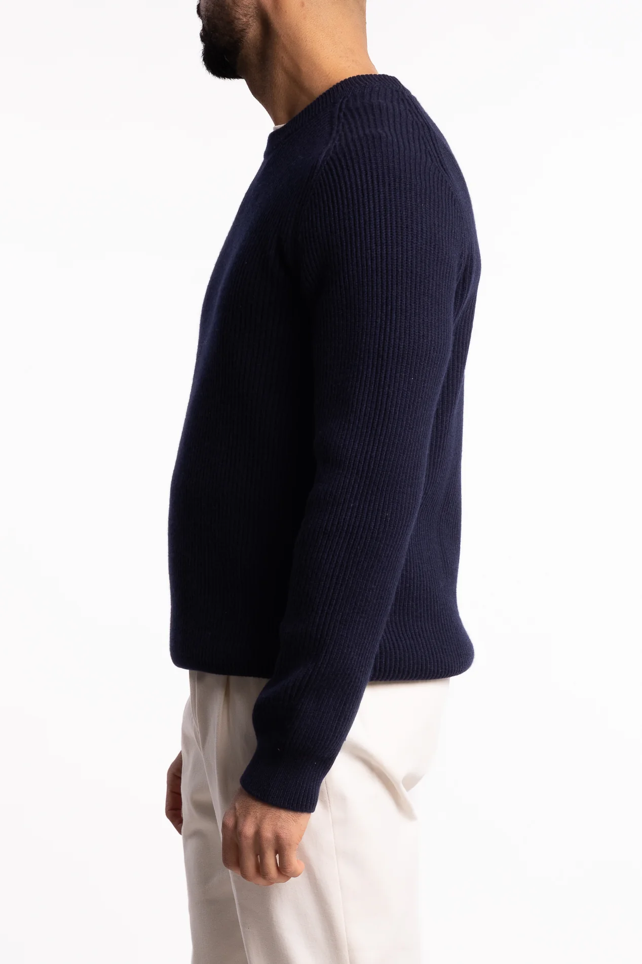 Fisherman´s Rib Virgin Wool Crew Neck Navy - Image 2