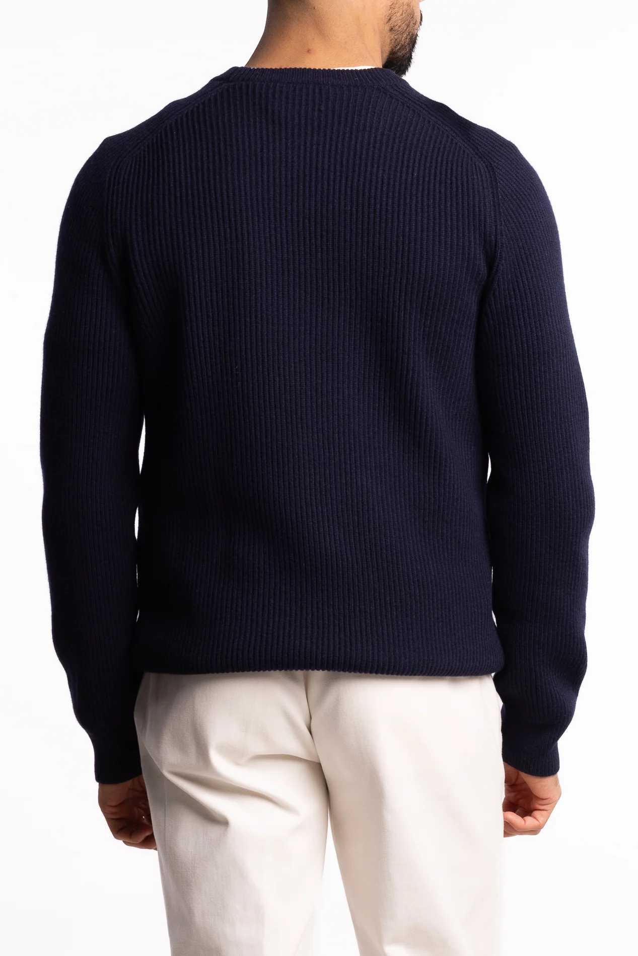 Fisherman´s Rib Virgin Wool Crew Neck Navy - Image 3
