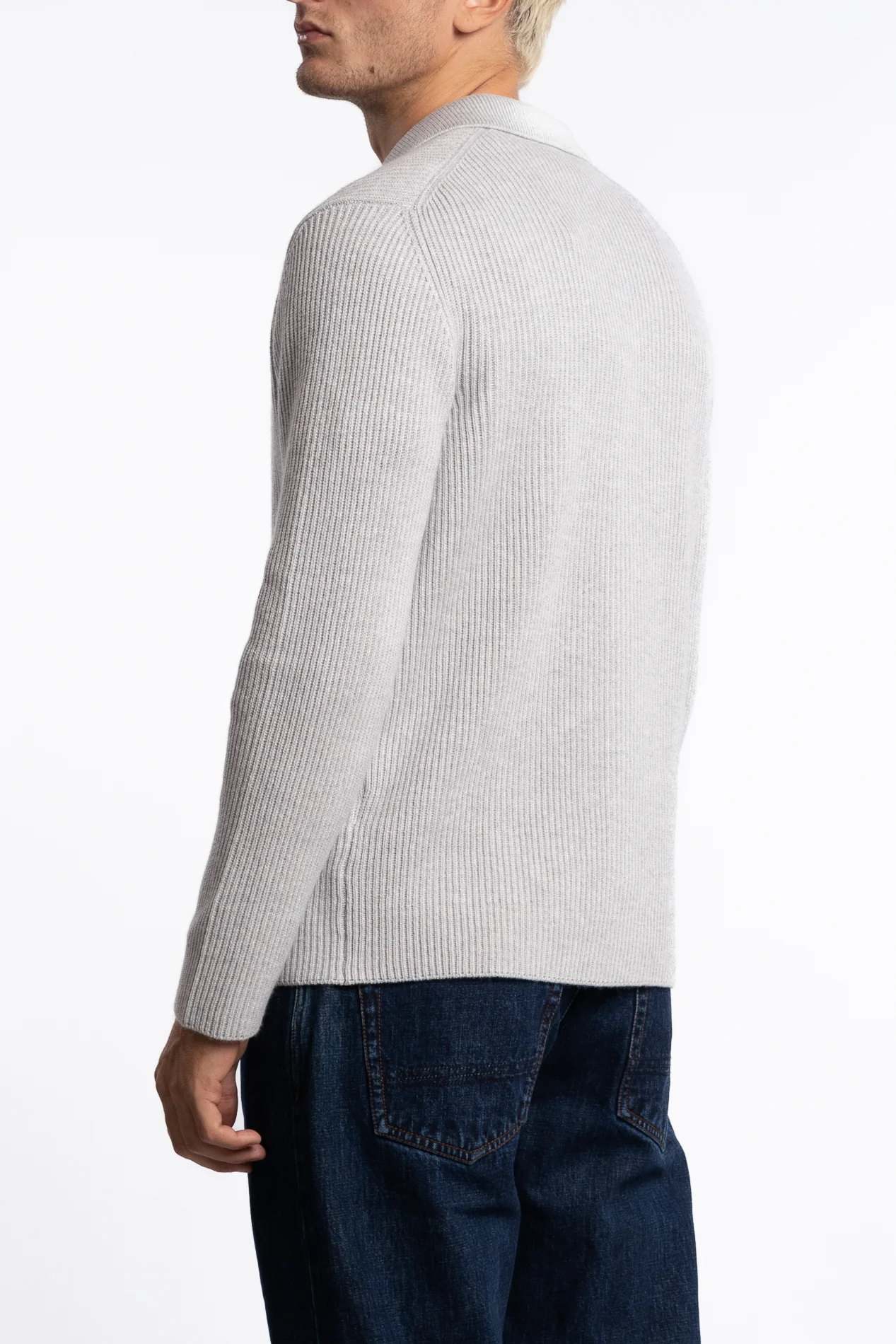 Cashmere Ribbed Knit Shirt Grey - Image 2