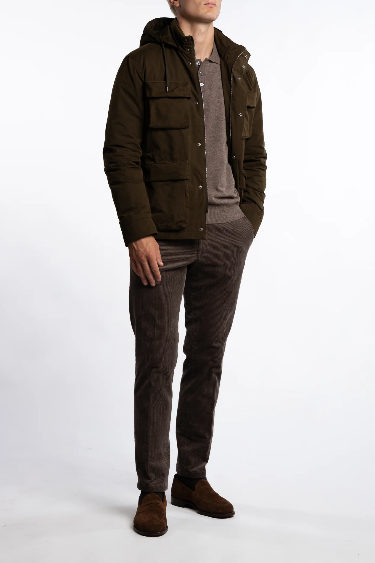 Woven Half Coat Verde Militare - Image 5