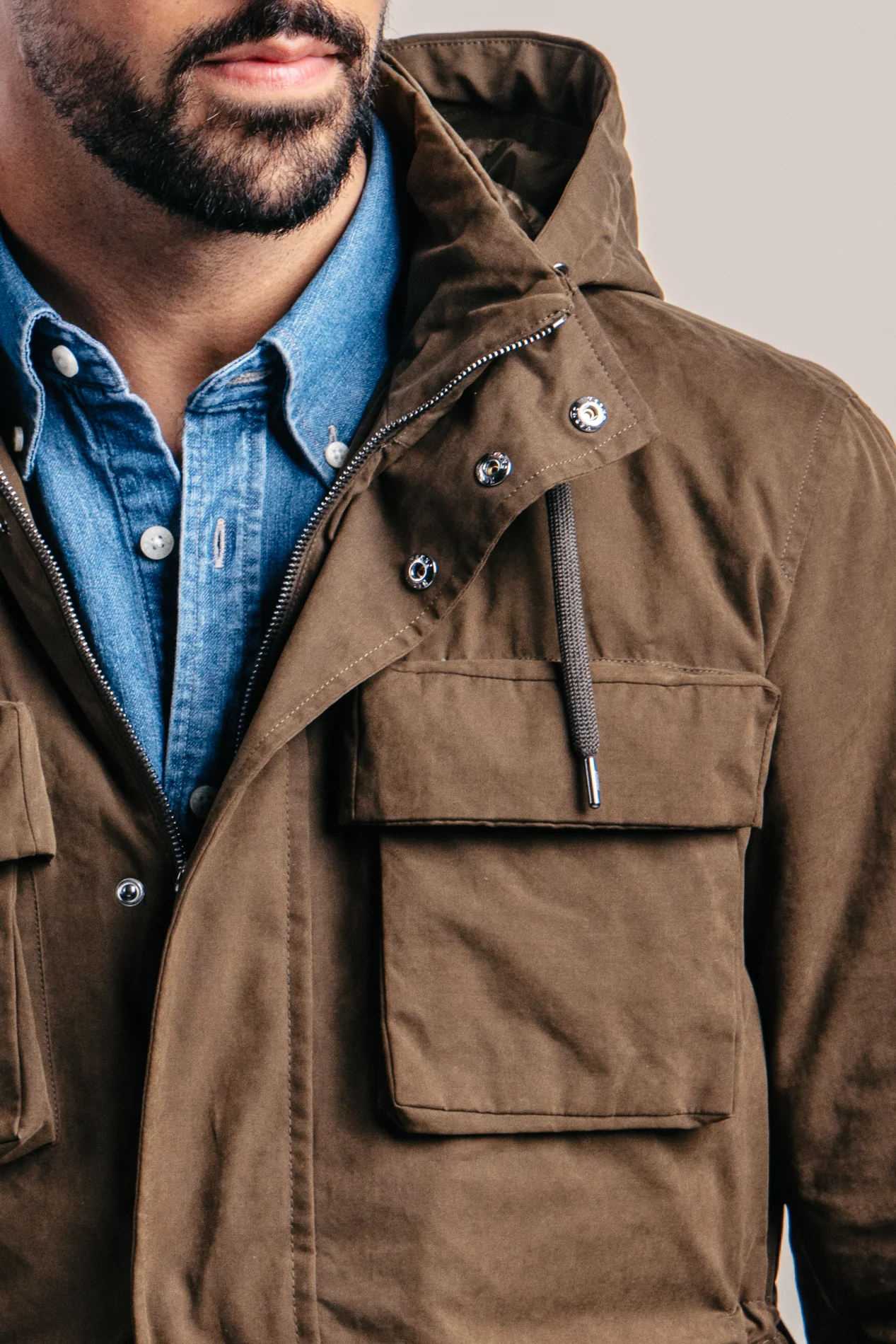 Woven Half Coat Verde Militare - Image 8