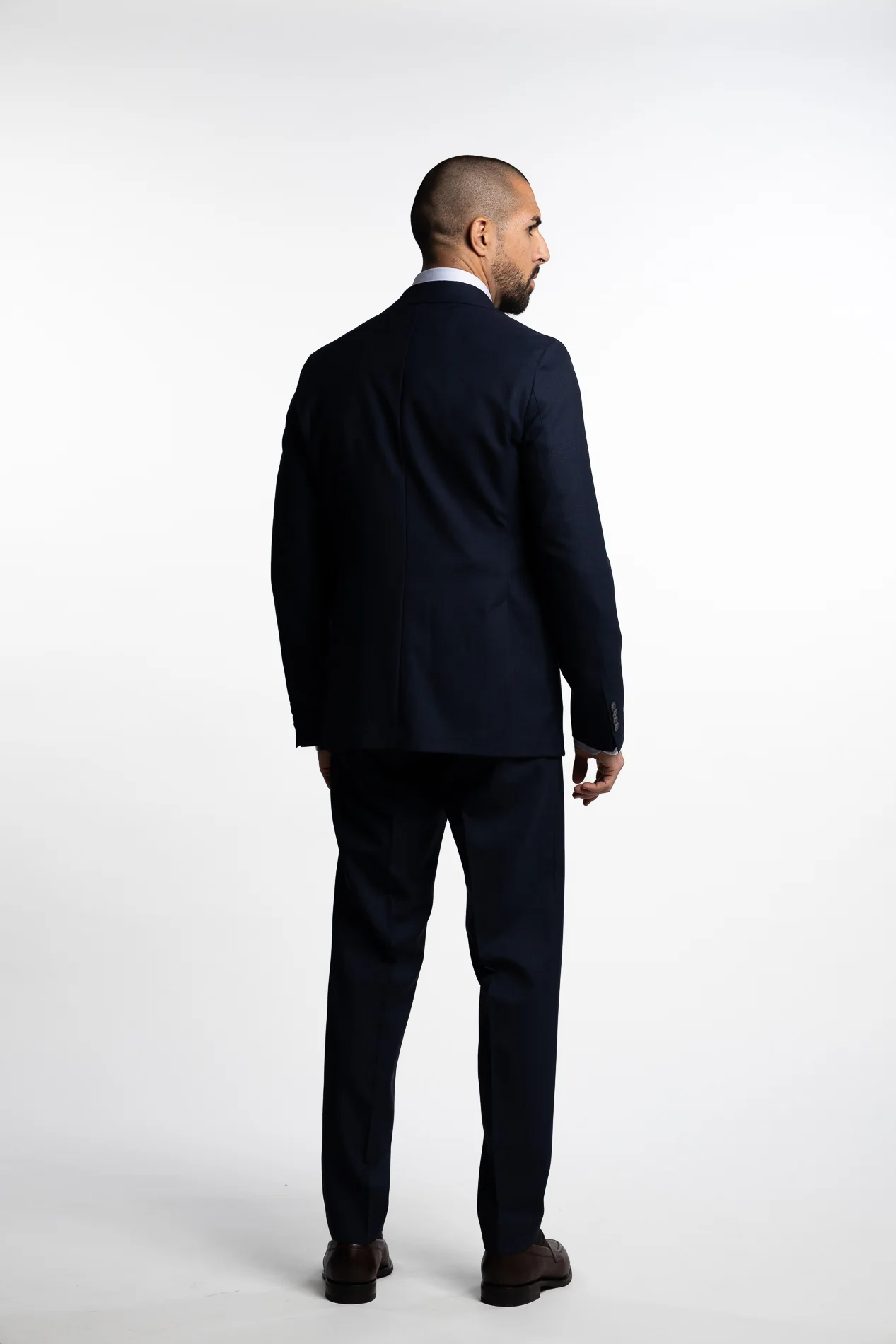 Parma Slim Fit Wool Trouser Navy Check - Image 3