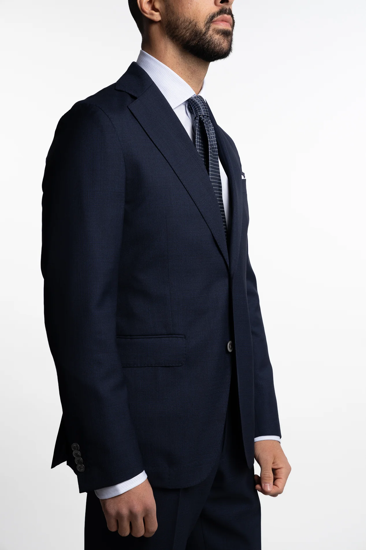Parma Slim Fit Wool Trouser Navy Check - Image 4