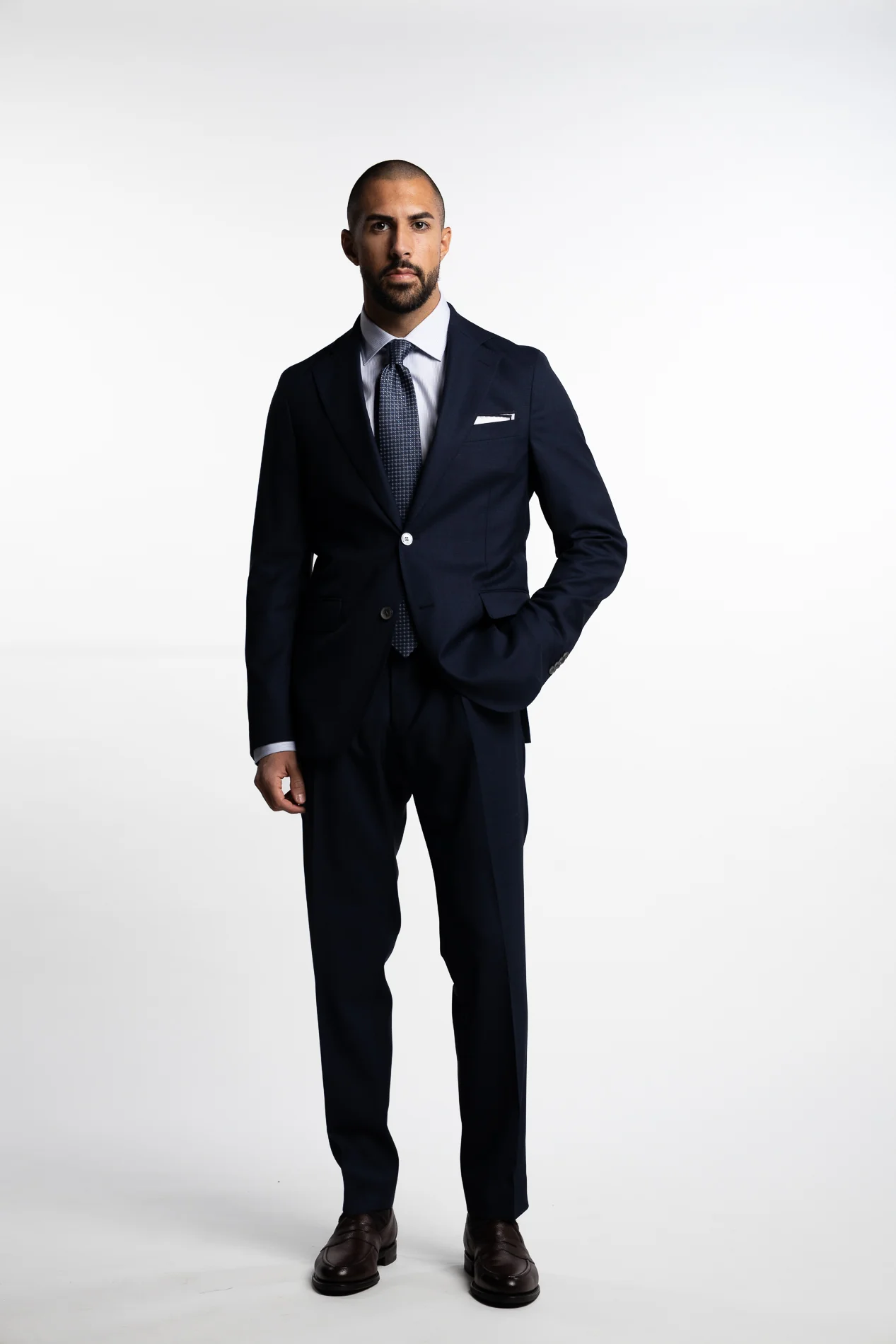 Parma Slim Fit Wool Trouser Navy Check - Image 6