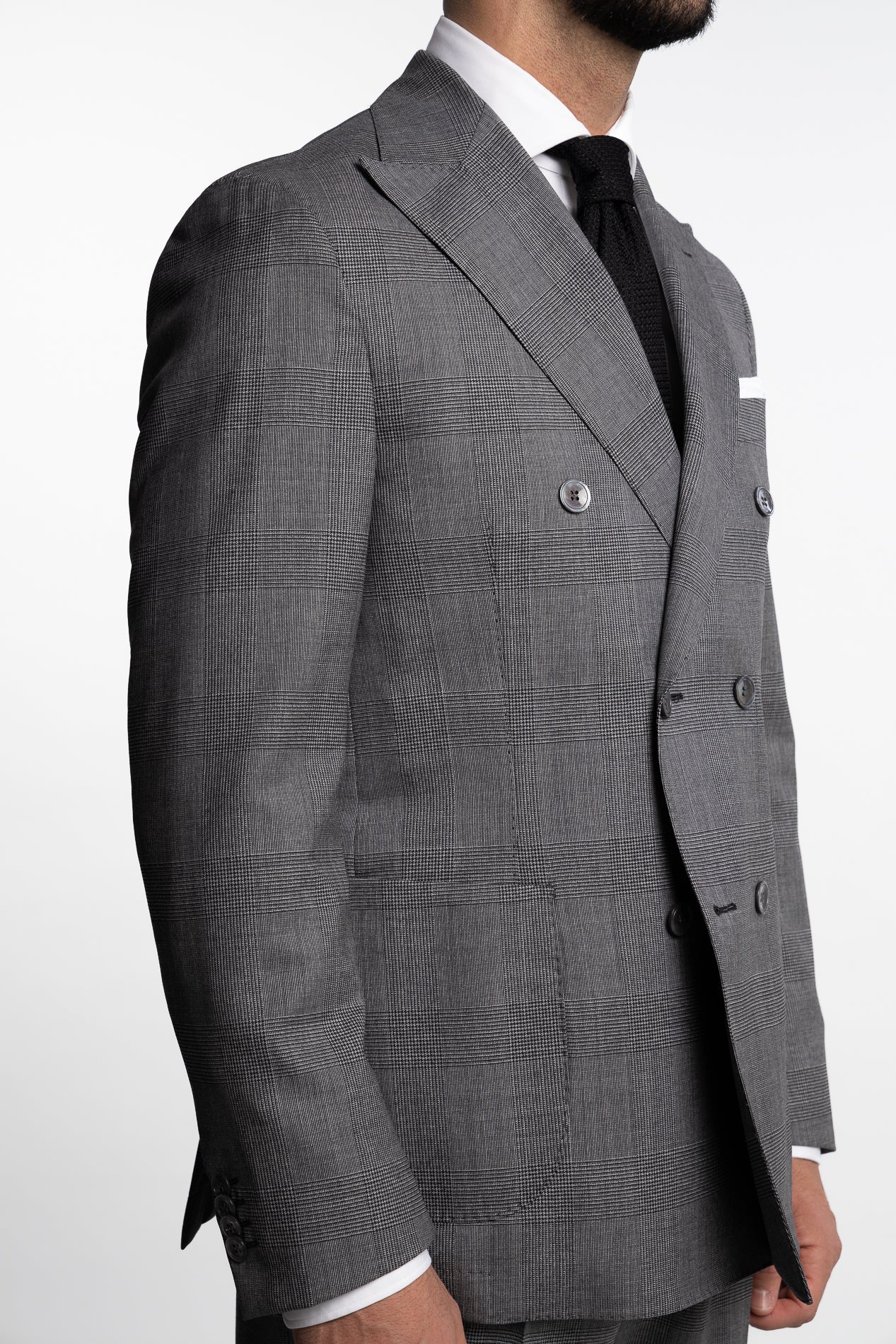 Vicenza Double Breasted Wool Blazer Grey Check - Image 4