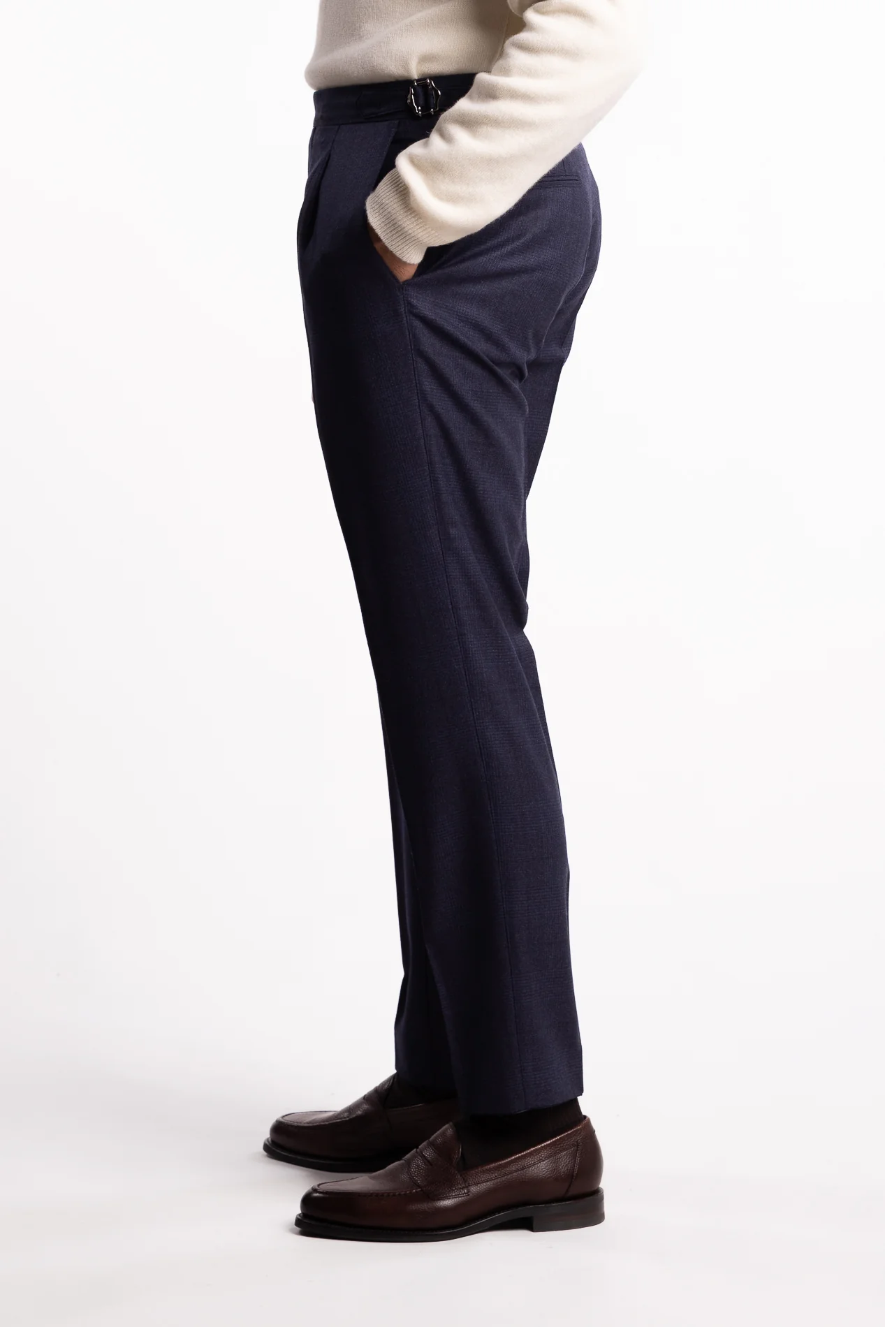 Prato Flanell Pant Navy Check - Image 2